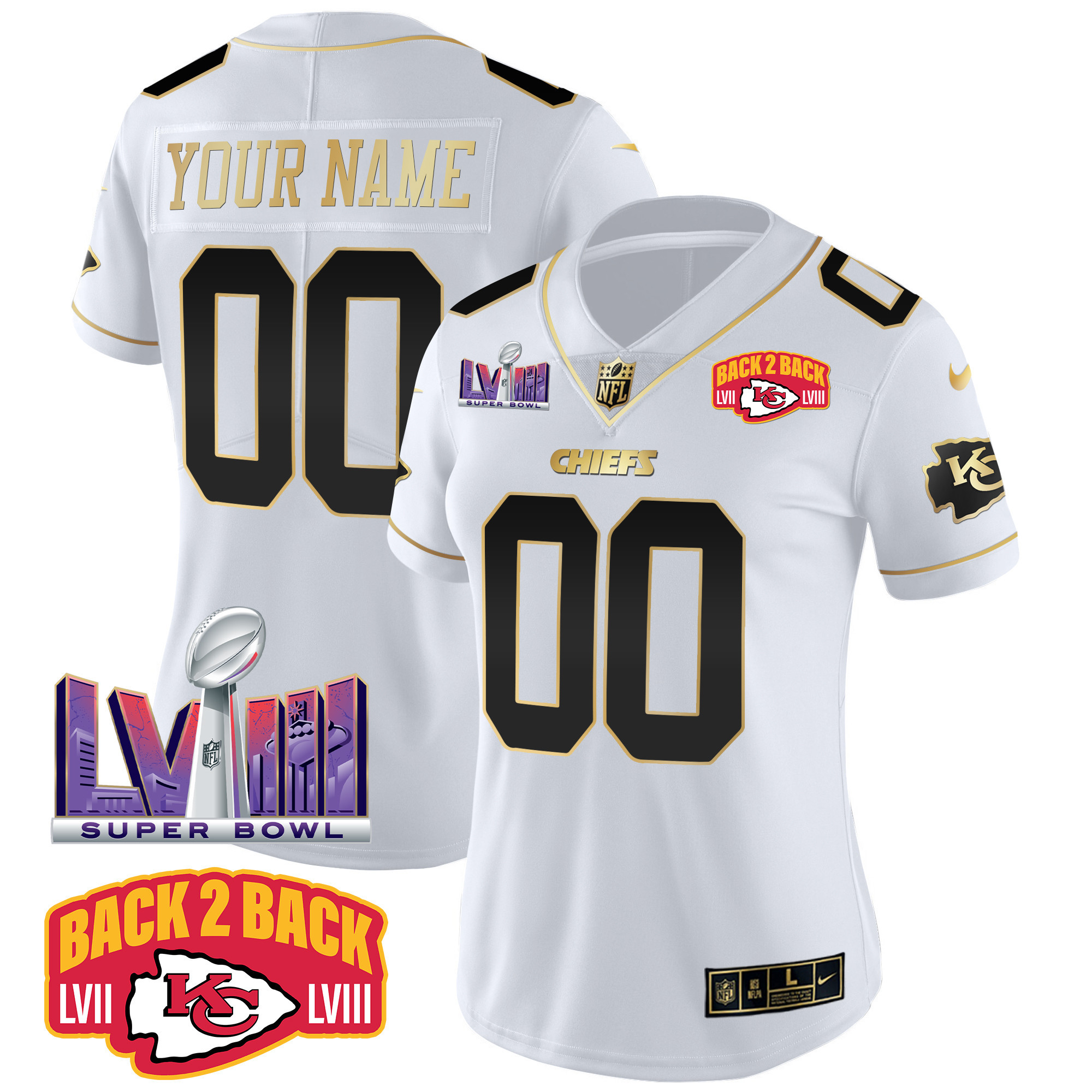 Chiefs Super Bowl LVIII & Back 2 Back Patch Vapor Custom Jersey V2 - All Stitched - Image 9