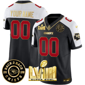 Chiefs Super Bowl LVIII & Back 2 Back Gold Patch Vapor Custom Jersey V3 - All Stitched