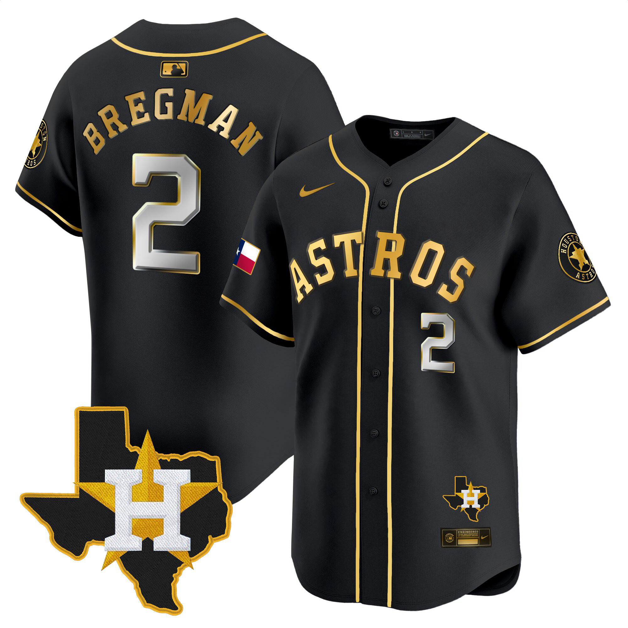 Men's Houston Astros Texas Patch Vapor Premier Limited Jersey - All Stitched - Image 2