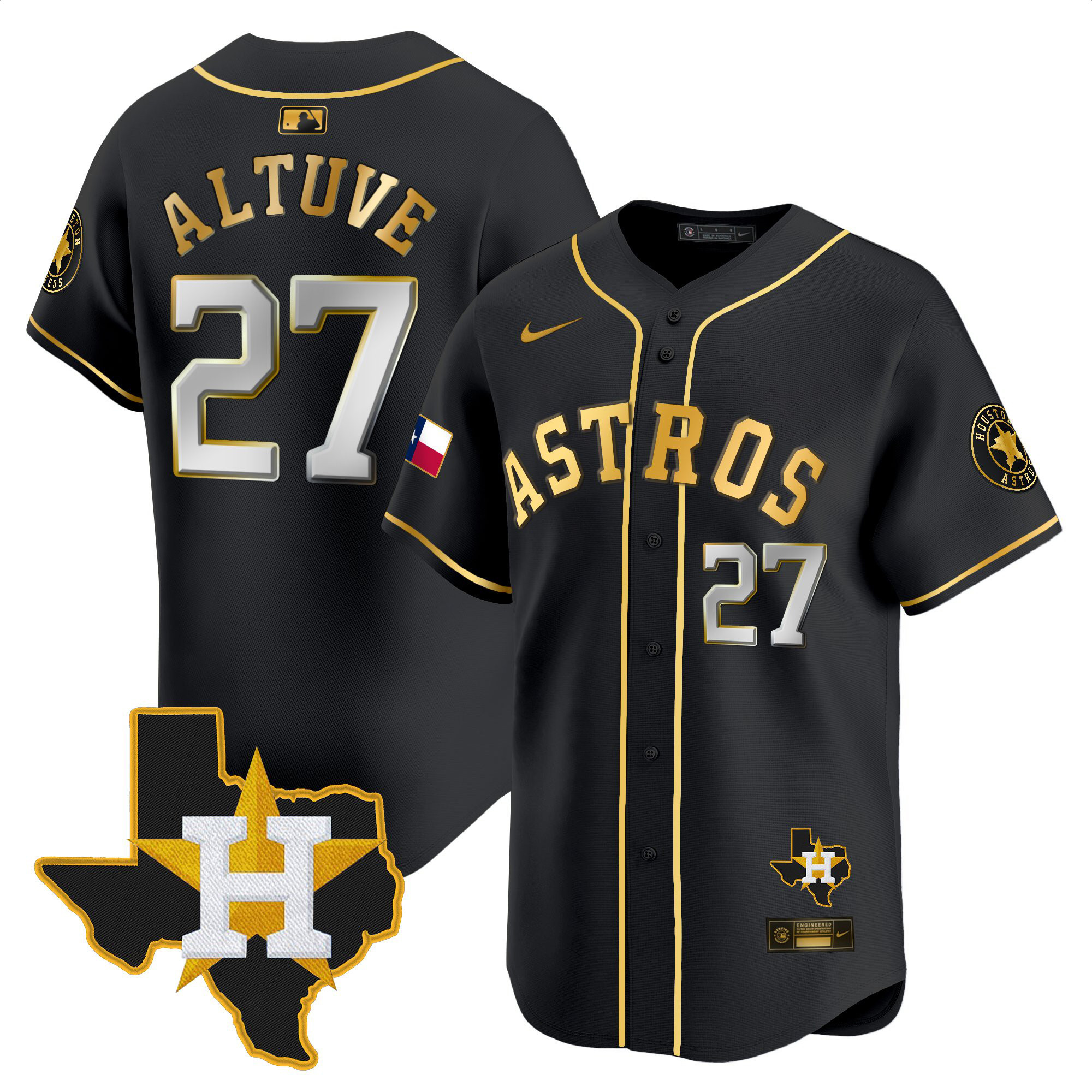 Men's Houston Astros Texas Patch Vapor Premier Limited Jersey - All Stitched - Image 3