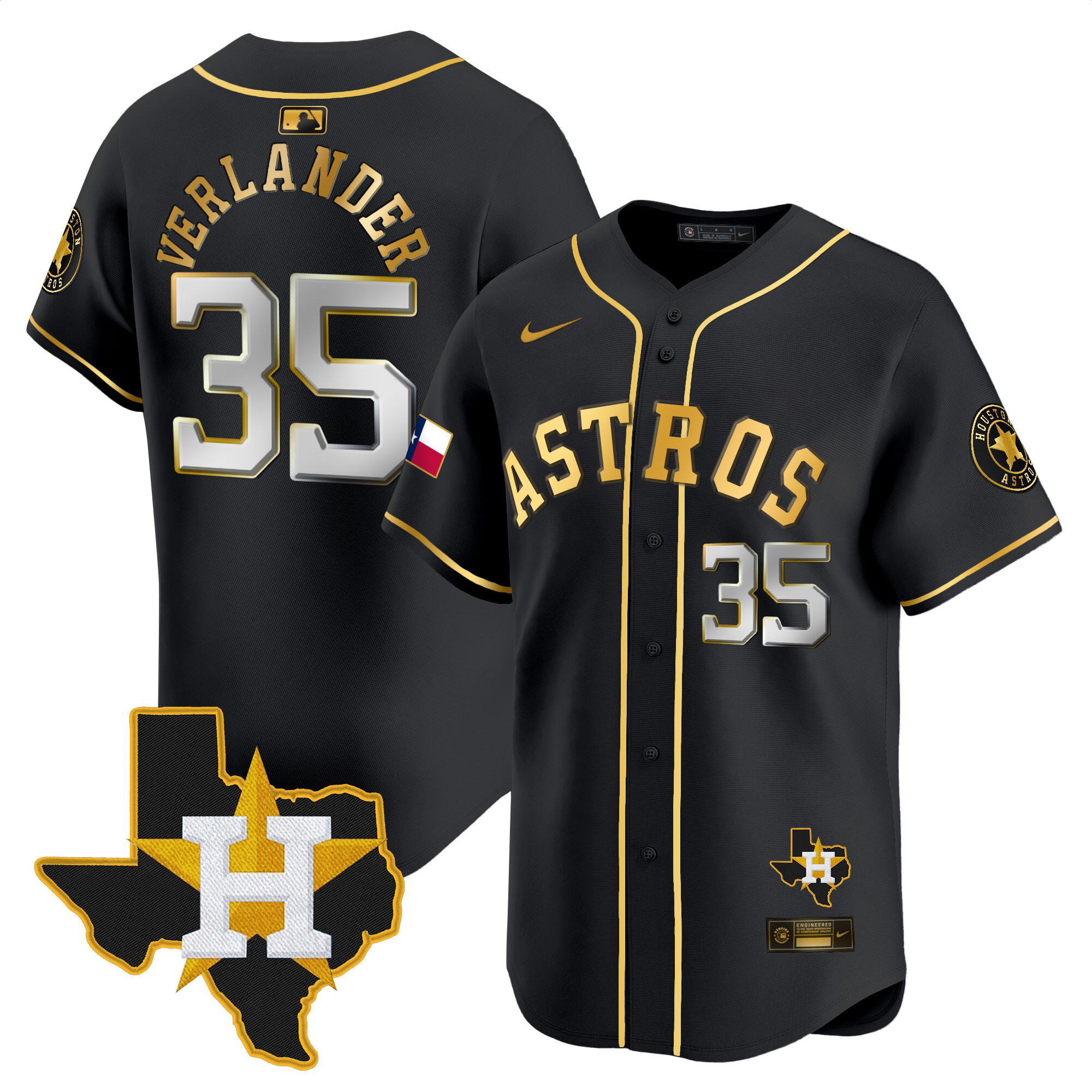Men's Houston Astros Texas Patch Vapor Premier Limited Jersey - All Stitched - Image 5