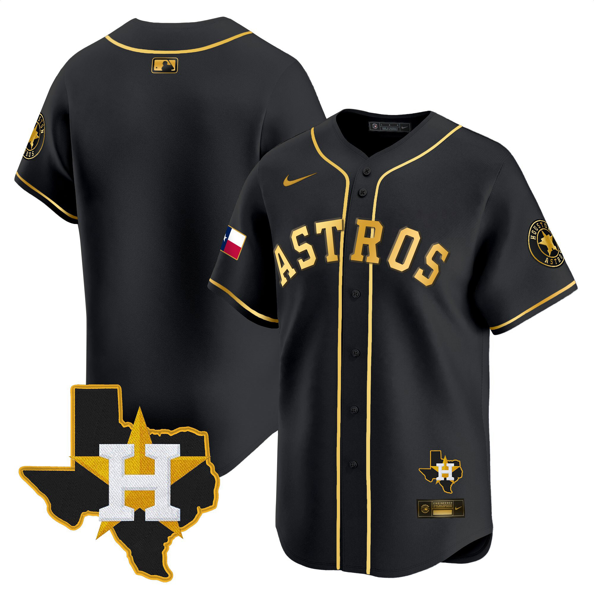 Men's Houston Astros Texas Patch Vapor Premier Limited Jersey - All Stitched - Image 9