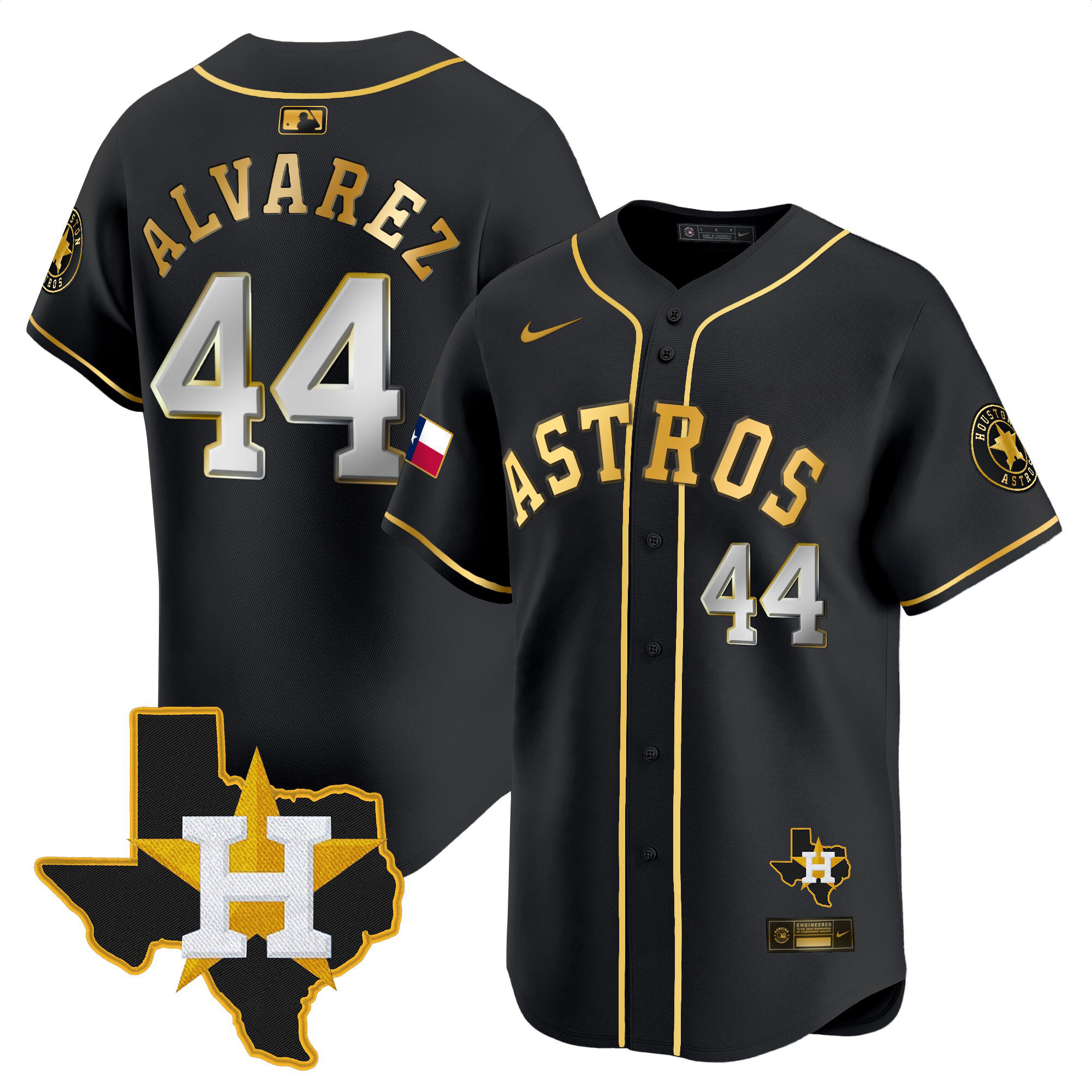 Men's Houston Astros Texas Patch Vapor Premier Limited Jersey - All Stitched - Image 4