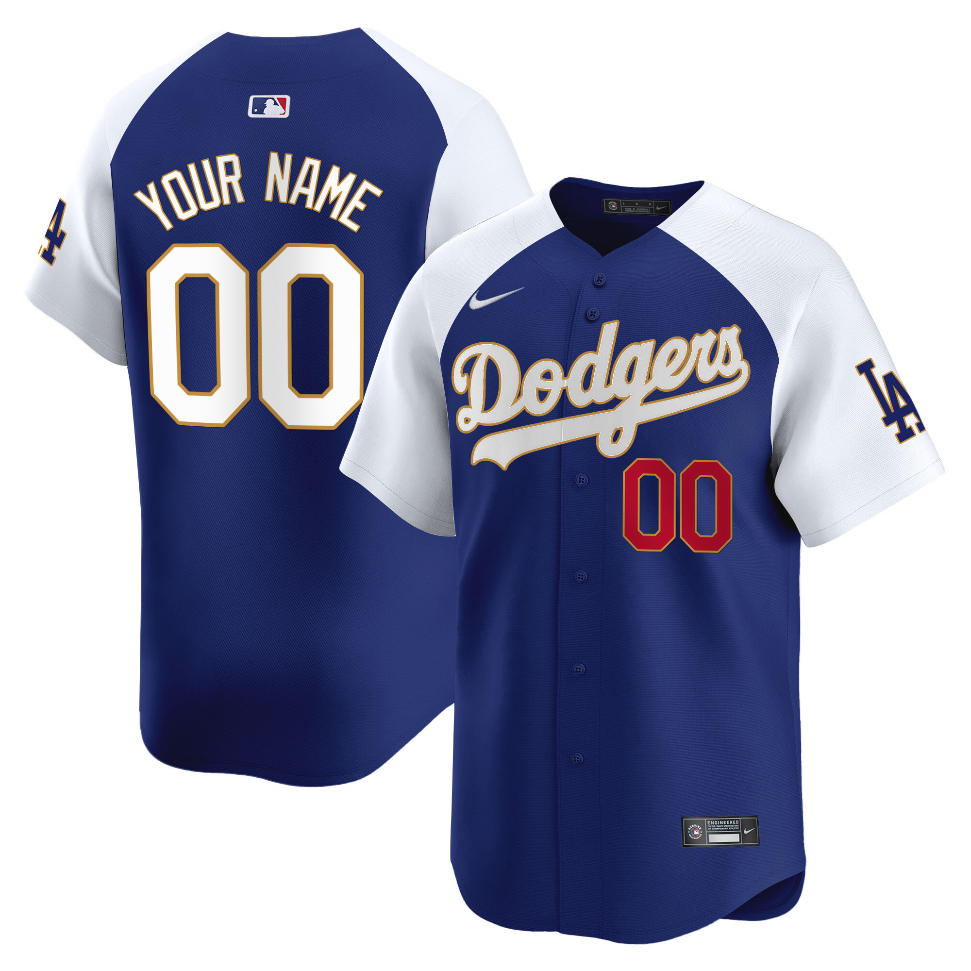 Los Angeles Dodgers Gold Trim Vapor Premier Limited Custom Jersey - All Stitched - Image 4