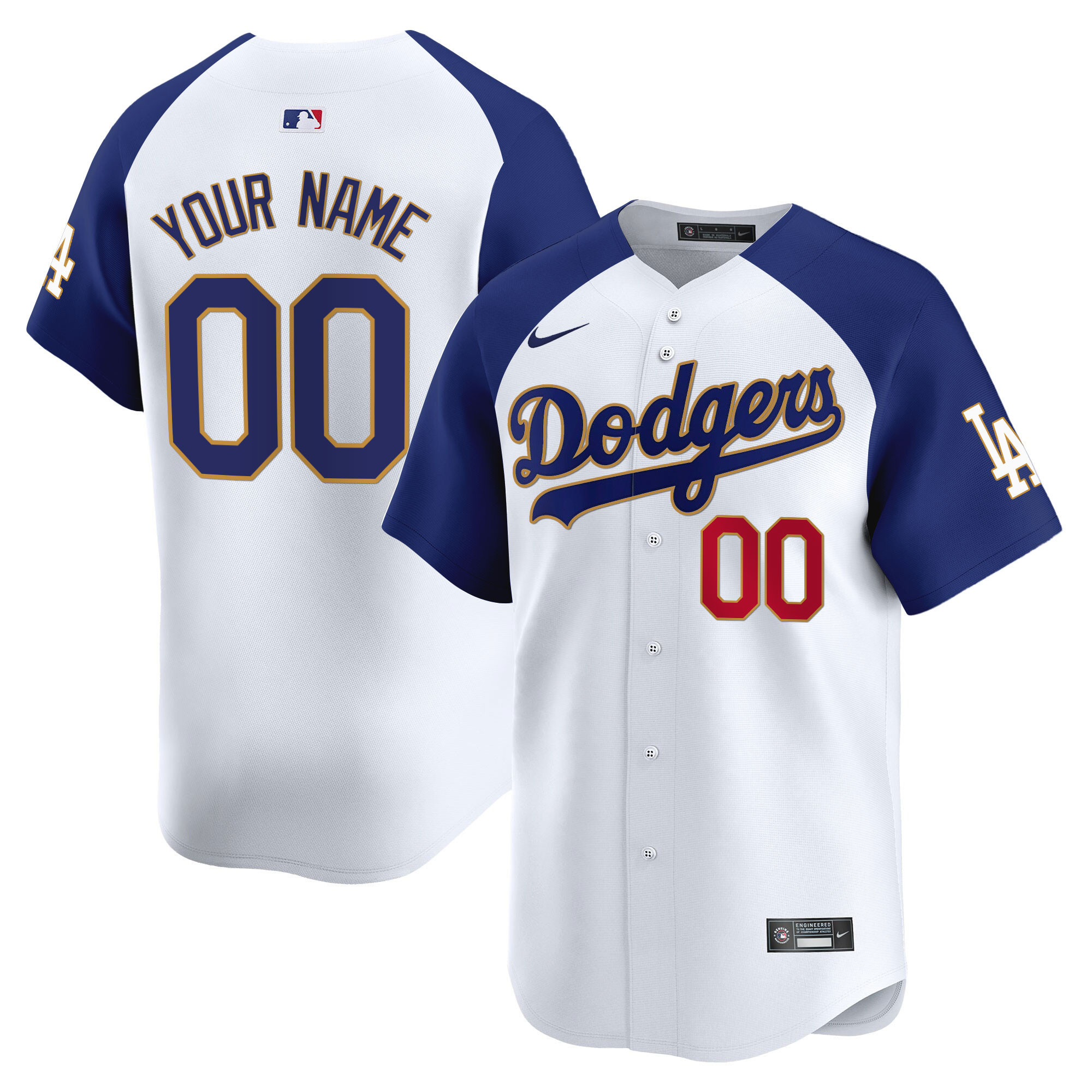 Los Angeles Dodgers Gold Trim Vapor Premier Limited Custom Jersey - All Stitched - Image 3