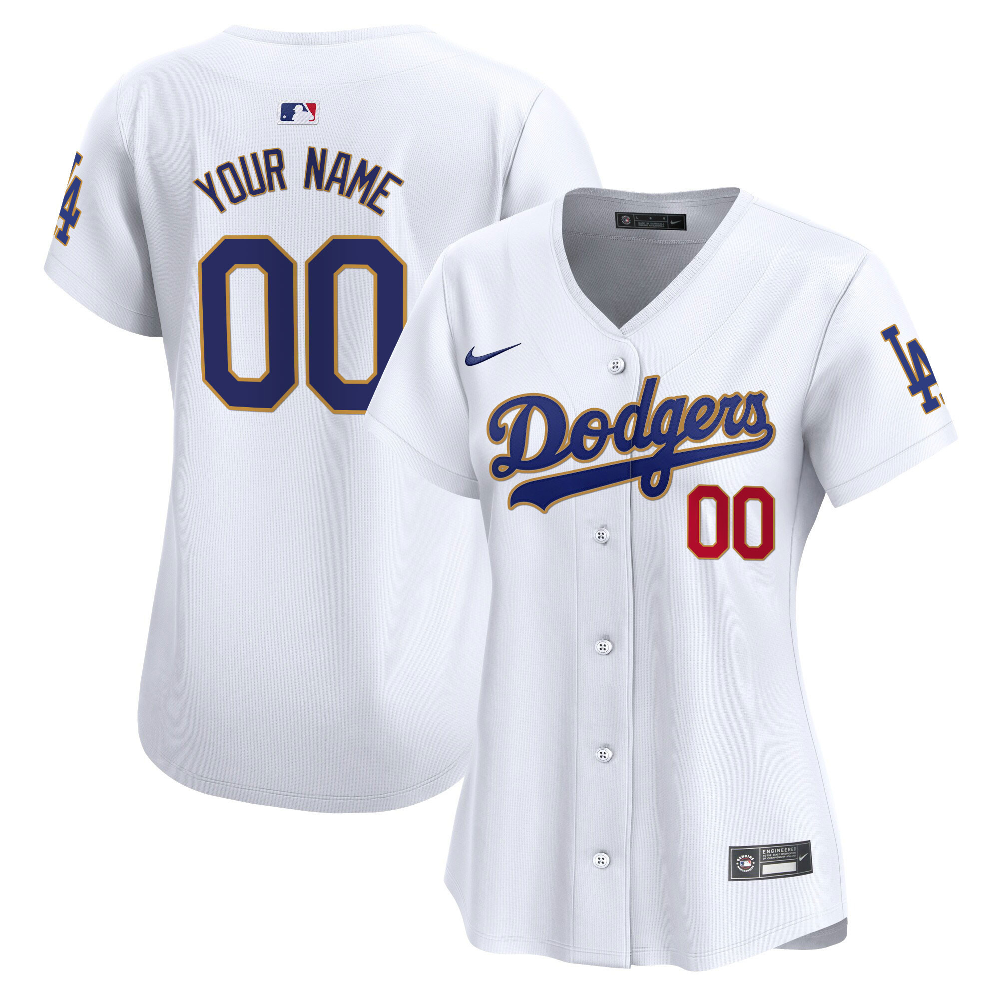 Los Angeles Dodgers Gold Trim Vapor Premier Limited Custom Jersey - All Stitched - Image 5