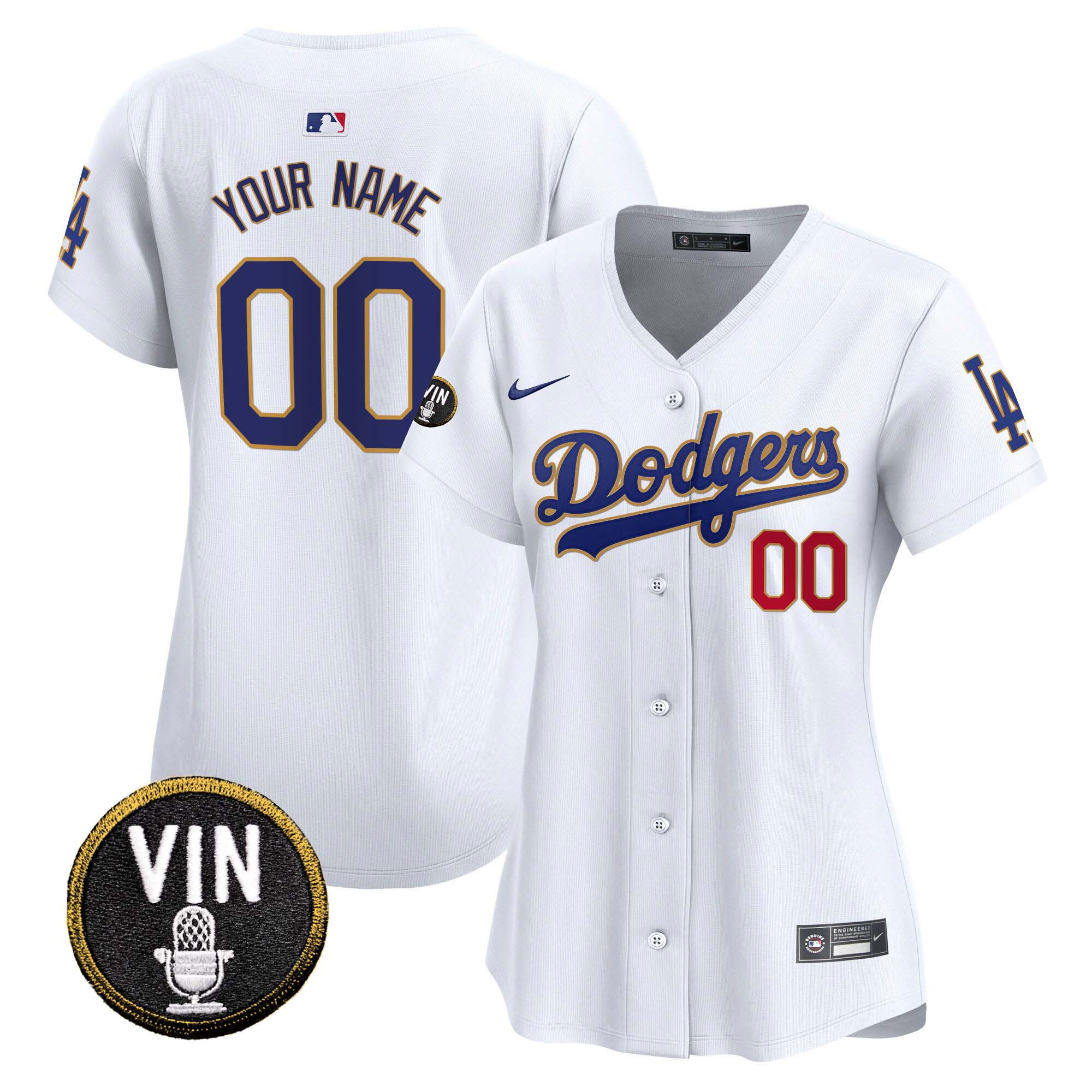 Dodgers Vin Scully Patch Gold Trim Vapor Premier Limited Custom Jersey - All Stitched - Image 5
