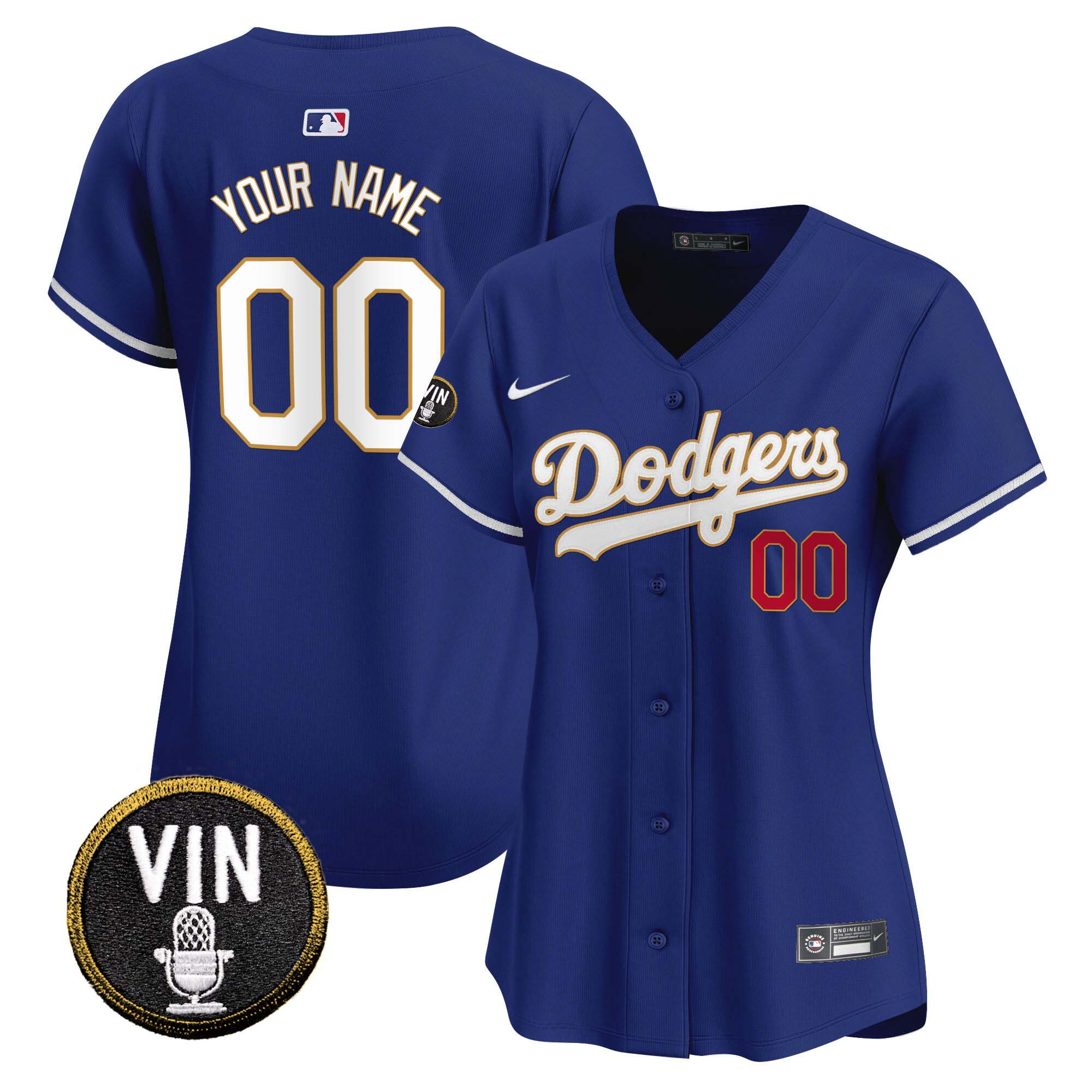 Dodgers Vin Scully Patch Gold Trim Vapor Premier Limited Custom Jersey - All Stitched - Image 6