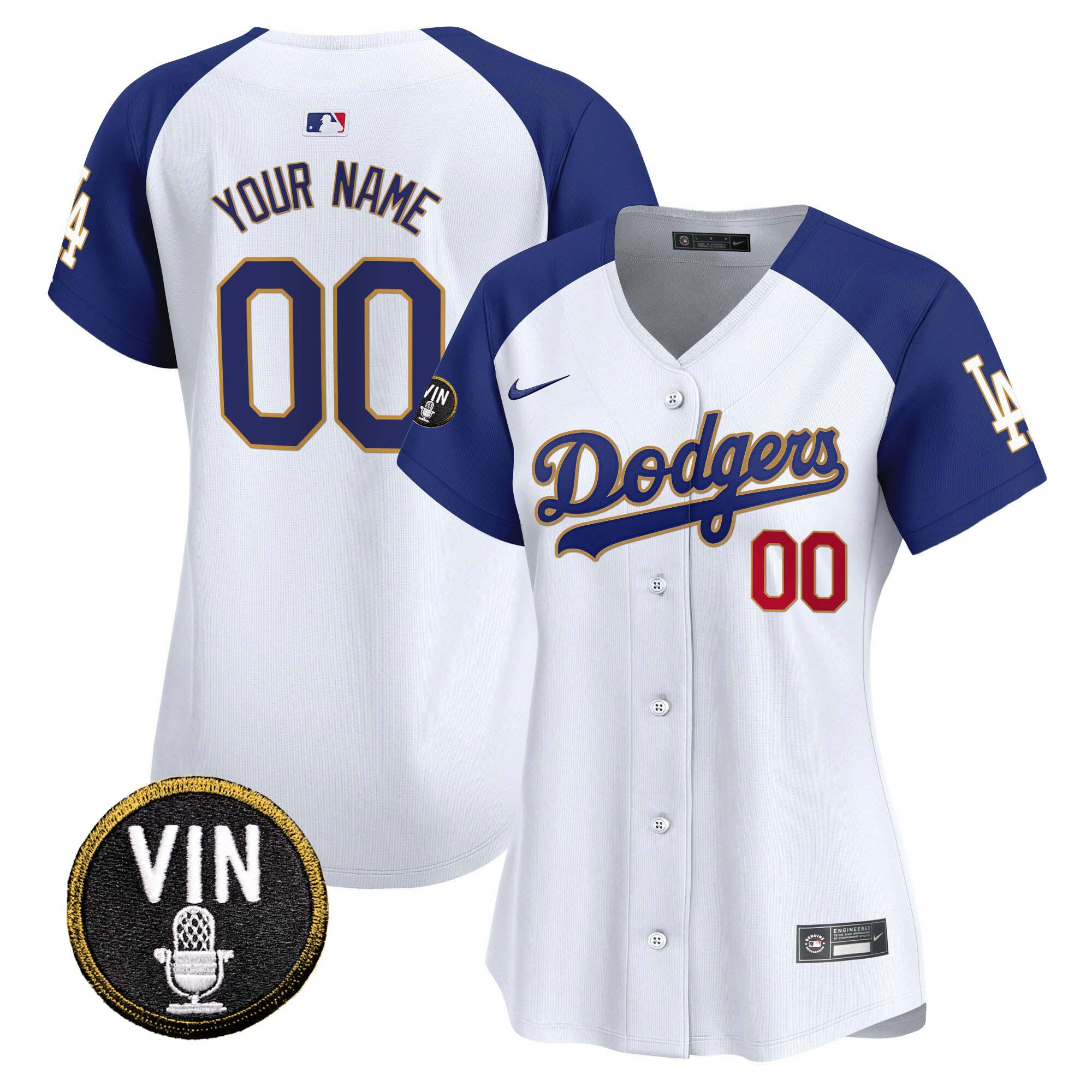 Dodgers Vin Scully Patch Gold Trim Vapor Premier Limited Custom Jersey - All Stitched - Image 7