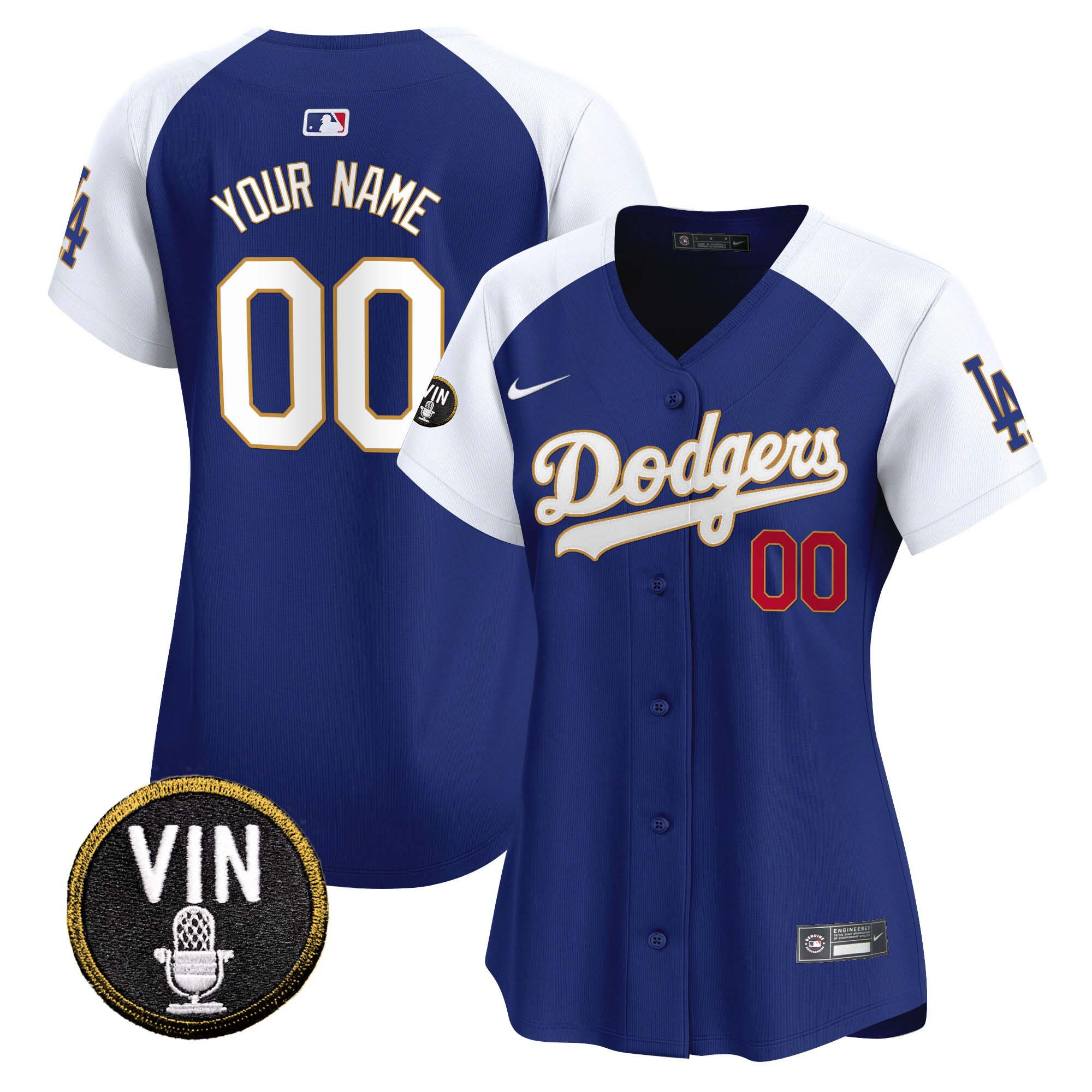 Dodgers Vin Scully Patch Gold Trim Vapor Premier Limited Custom Jersey - All Stitched - Image 8