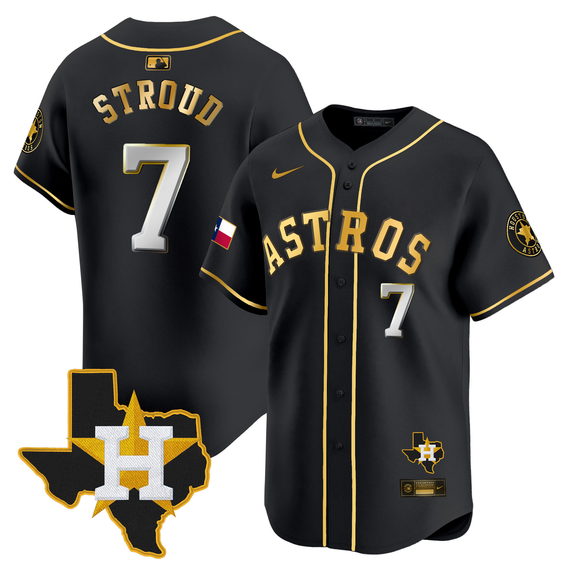 Men's Houston Astros Texas Patch Vapor Premier Limited Jersey - All Stitched - Image 7