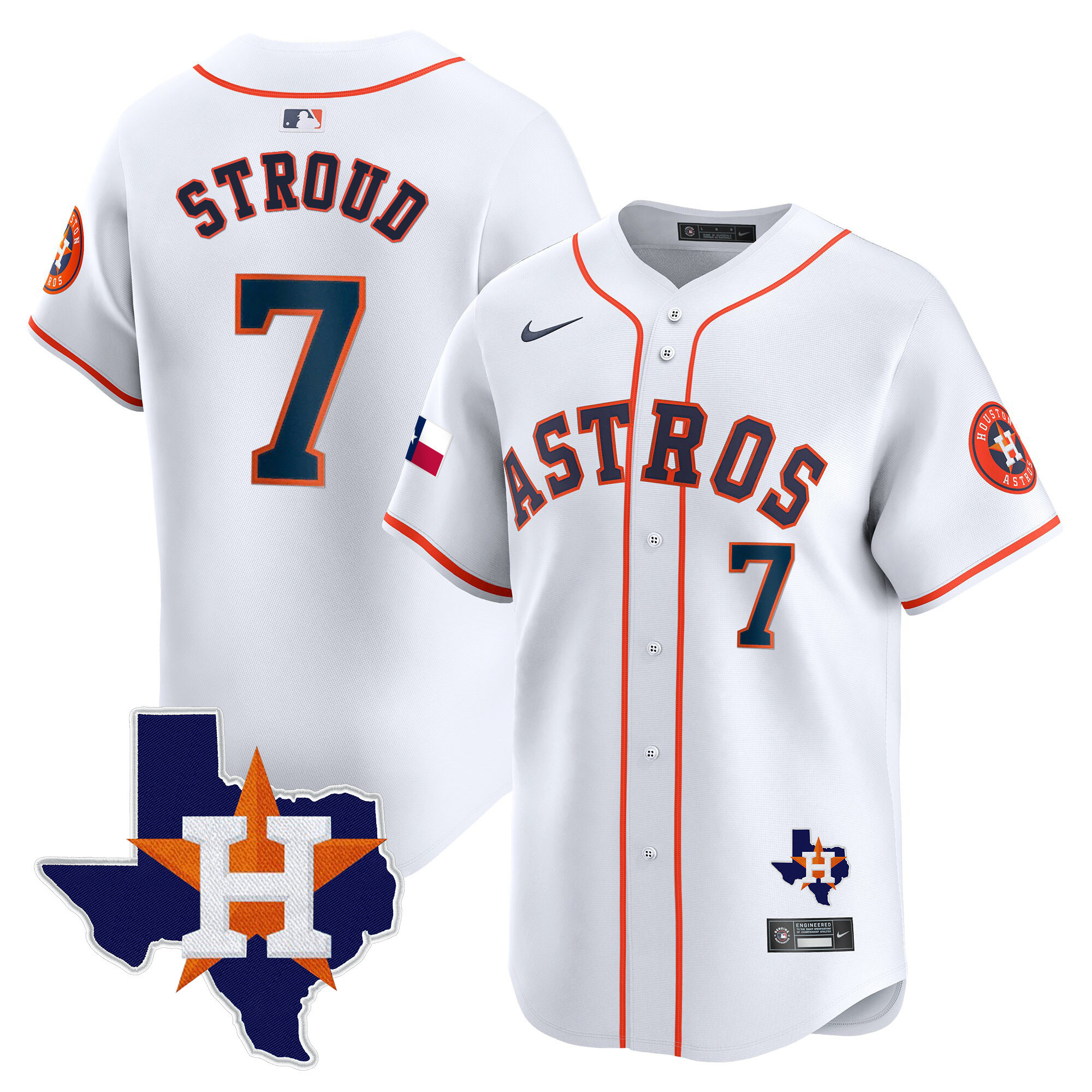 Men's Houston Astros Texas Patch Vapor Premier Limited Jersey - All Stitched - Image 34