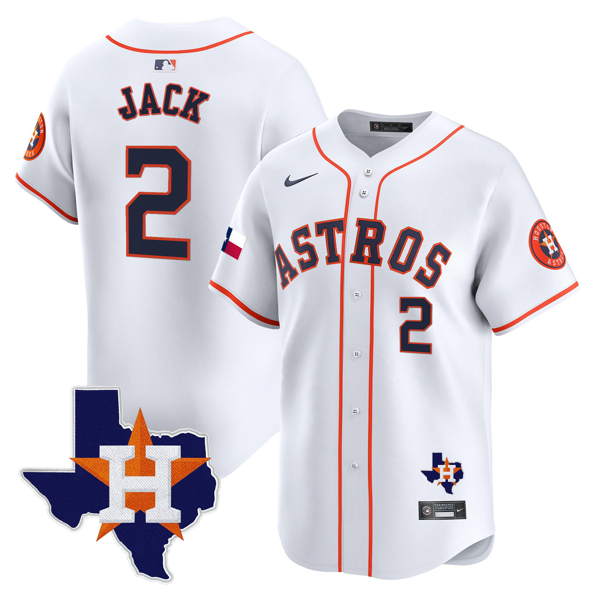 Men's Houston Astros Texas Patch Vapor Premier Limited Jersey - All Stitched - Image 35