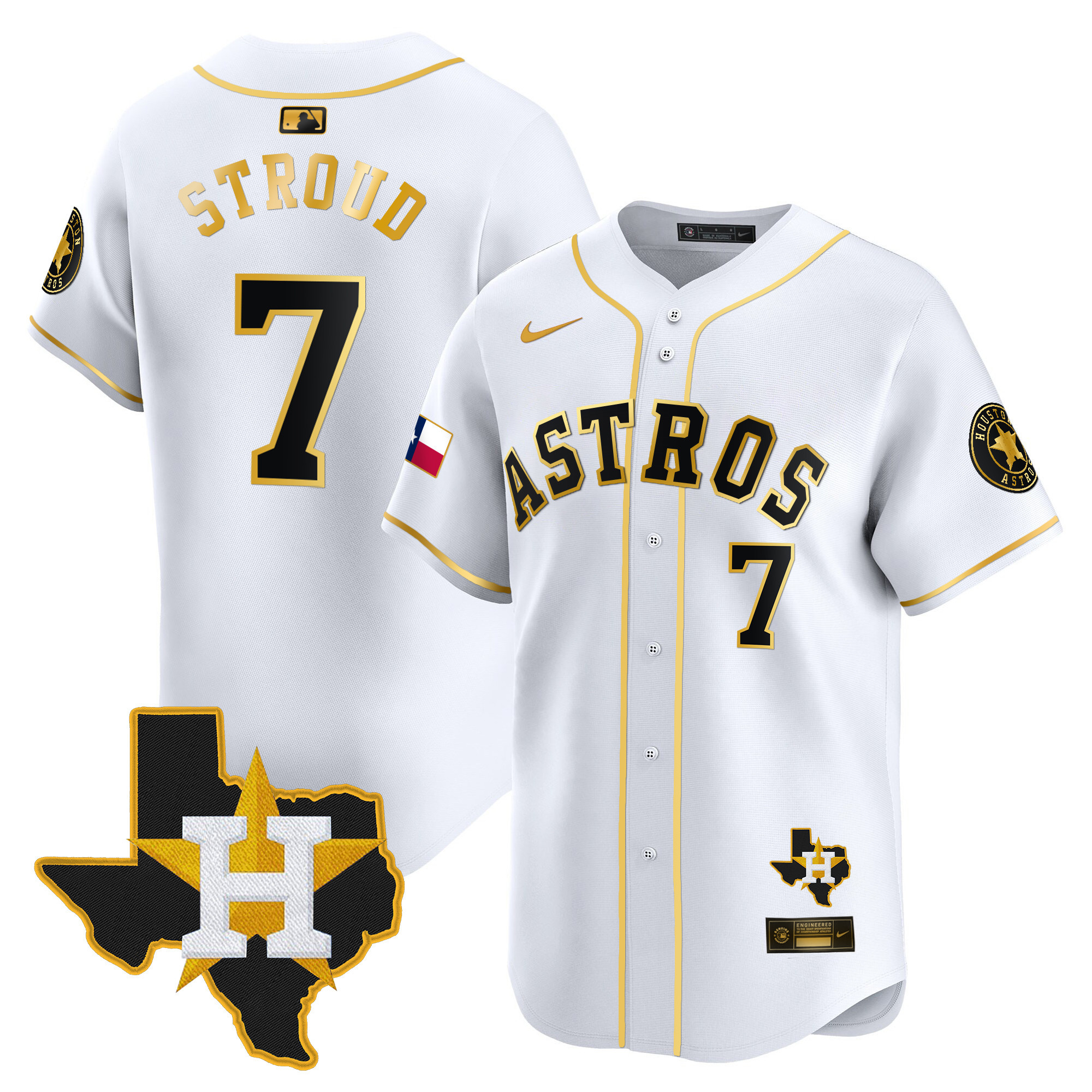 Men's Houston Astros Texas Patch Vapor Premier Limited Jersey - All Stitched - Image 16