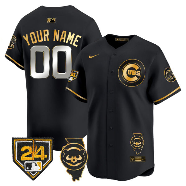 Chicago Cubs Spring Training & Illinois Patch Vapor Premier Limited Custom Jersey - All Stitched