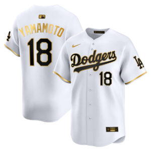 Yoshinobu Yamamoto Los Angeles Dodgers White Gold Jersey - All Stitched