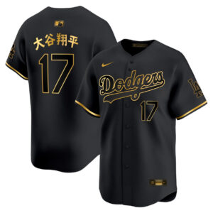Shohei Ohtani Kanji Los Angeles Dodgers Black Gold Jersey - All Stitched