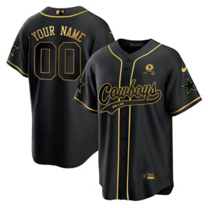 Dallas Cowboys Baseball Black Gold Custom Jersey - All Stitched