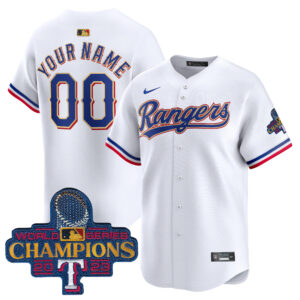 Texas Rangers 2023 World Series Champions Gold Trim Vapor Premier Limited Custom Jersey - All Stitched