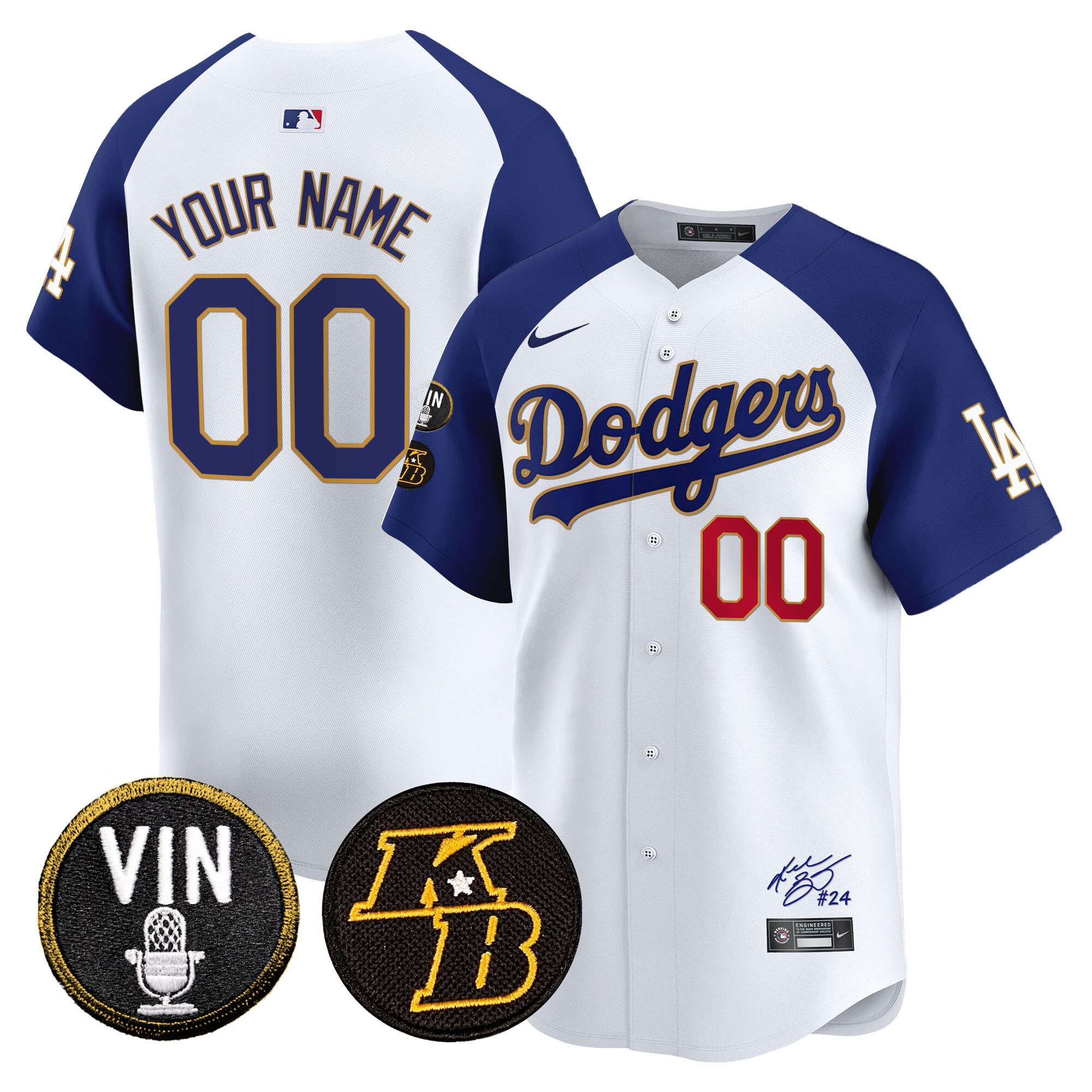 Dodgers Vin Patch & Kobe Bryant Signature Vapor Premier Limited Custom Jersey - All Stitched - Image 5