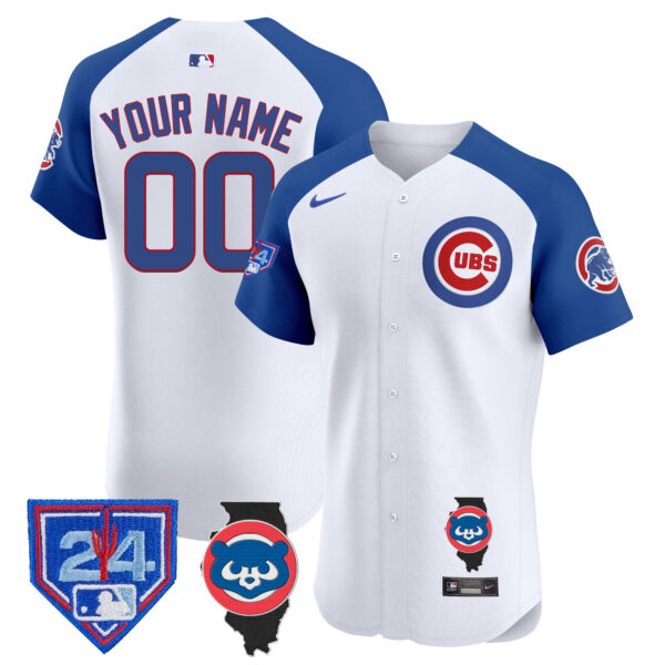 Chicago Cubs Spring Training & Illinois Patch Vapor Premier Elite Custom Jersey - All Stitched - Image 6