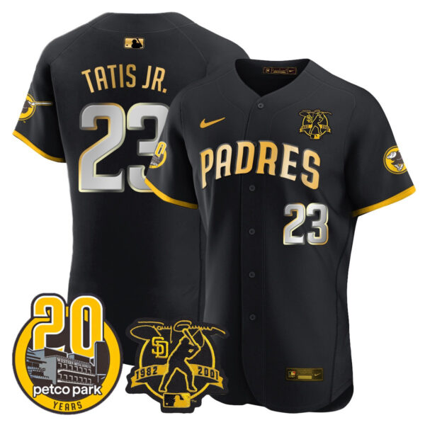 Men's Padres Tony Gwynn & Petco Park 20th Patch Vapor Premier Elite Jersey – All Stitched - Image 6