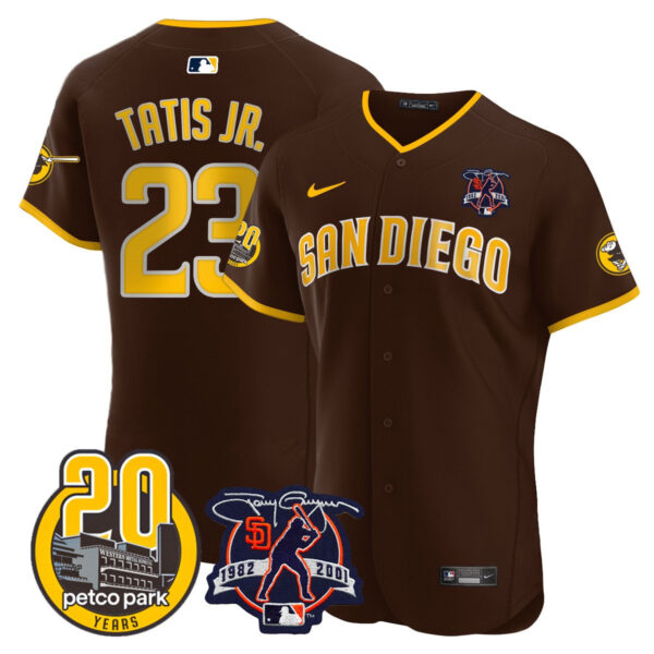 Men's Padres Tony Gwynn & Petco Park 20th Patch Vapor Premier Elite Jersey – All Stitched - Image 36