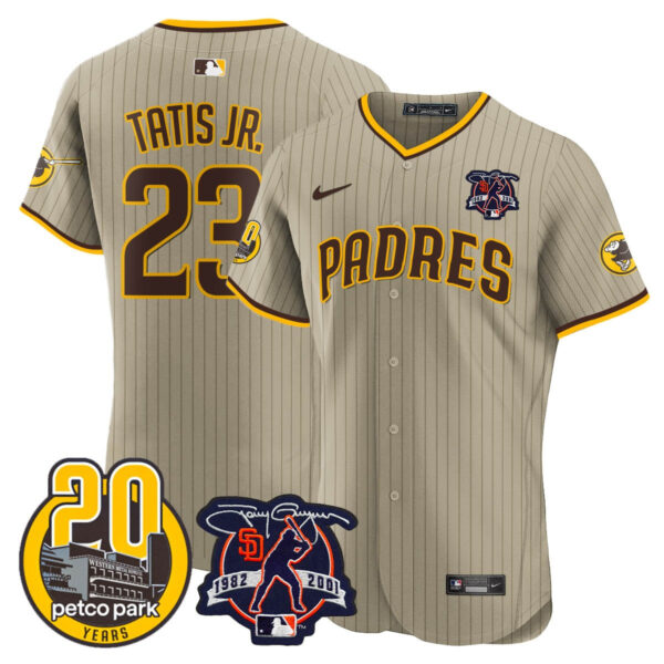 Men's Padres Tony Gwynn & Petco Park 20th Patch Vapor Premier Elite Jersey – All Stitched - Image 24