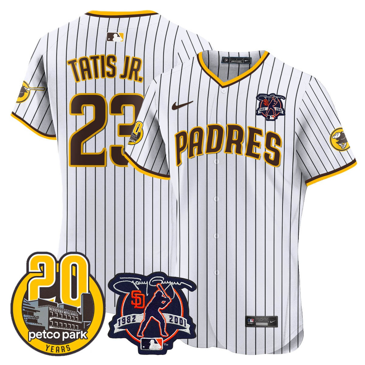 Men's Padres Tony Gwynn & Petco Park 20th Patch Vapor Premier Elite Jersey – All Stitched - Image 18