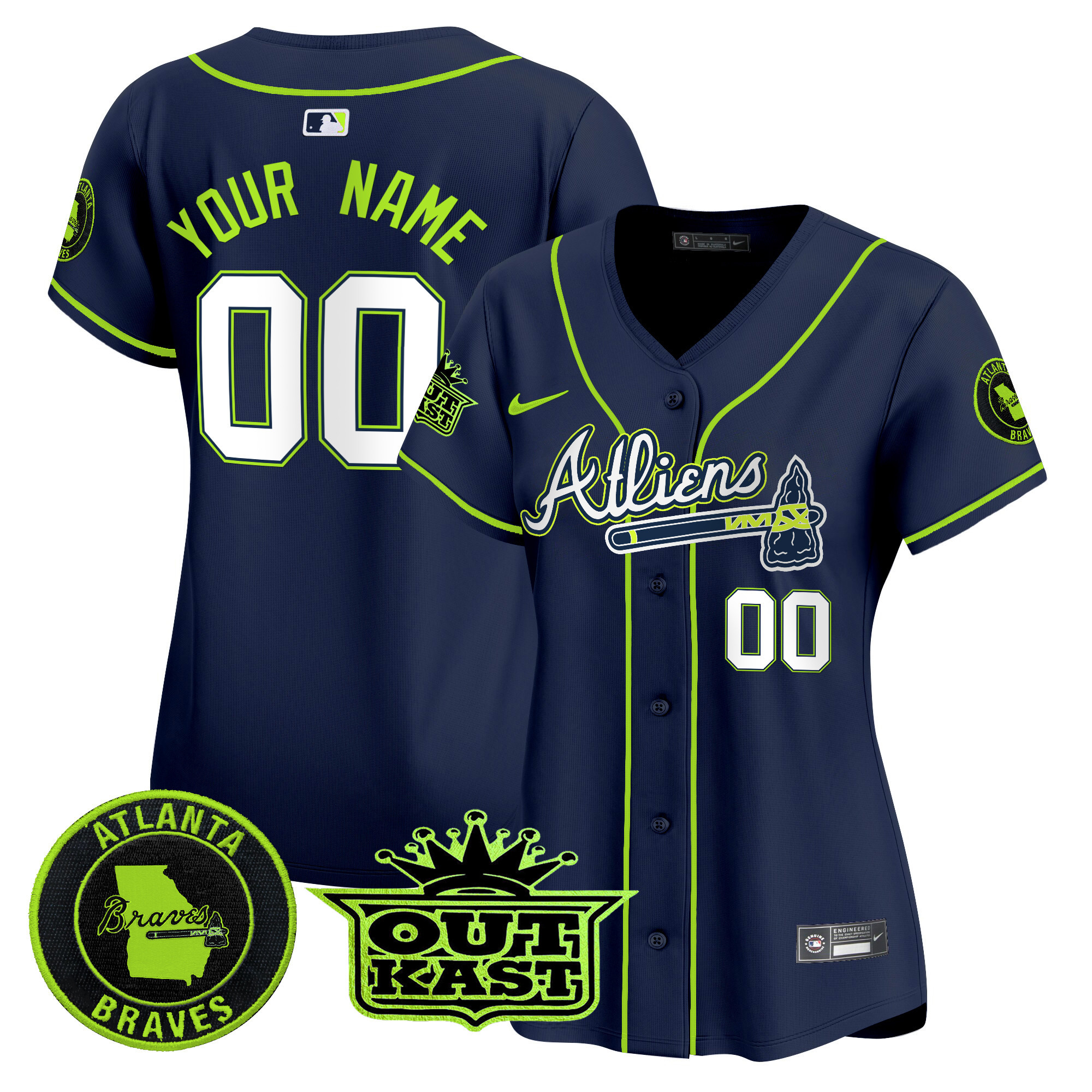 Atlanta Braves Atliens Vapor Premier Elite Custom Jersey - All Stitched - Image 7