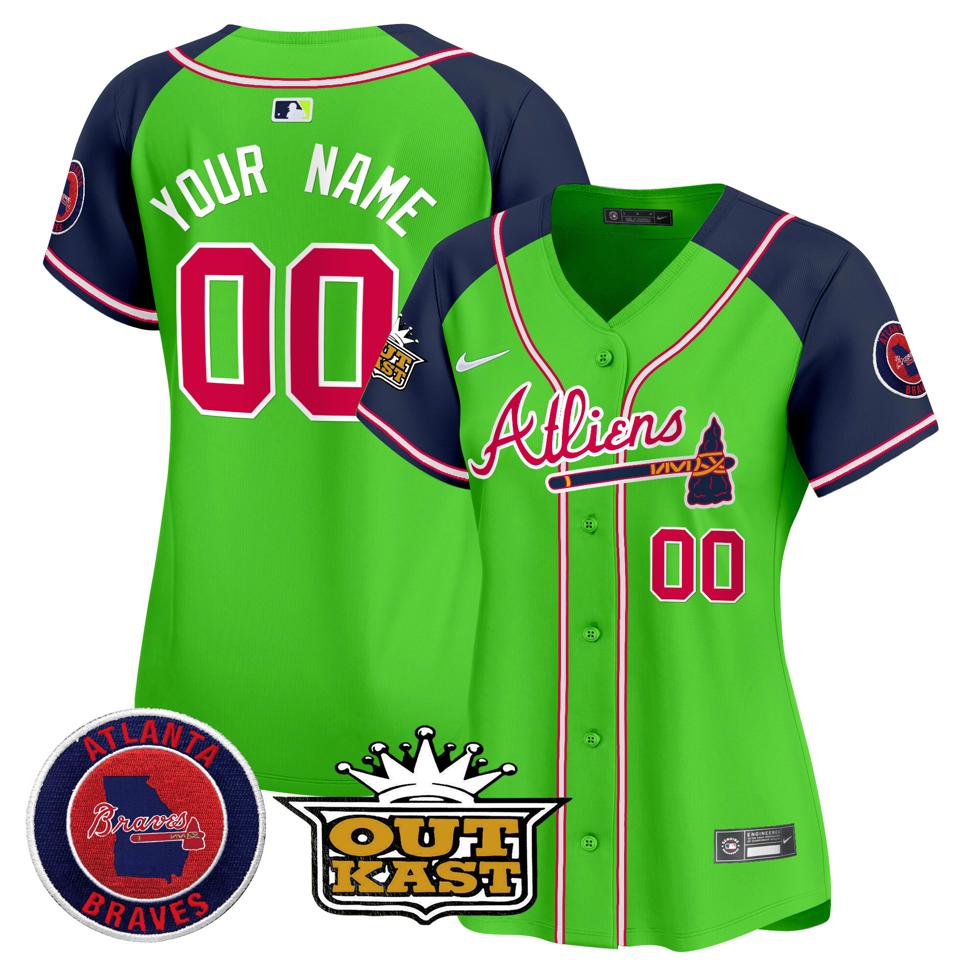 Atlanta Braves Atliens Vapor Premier Elite Custom Jersey - All Stitched - Image 9