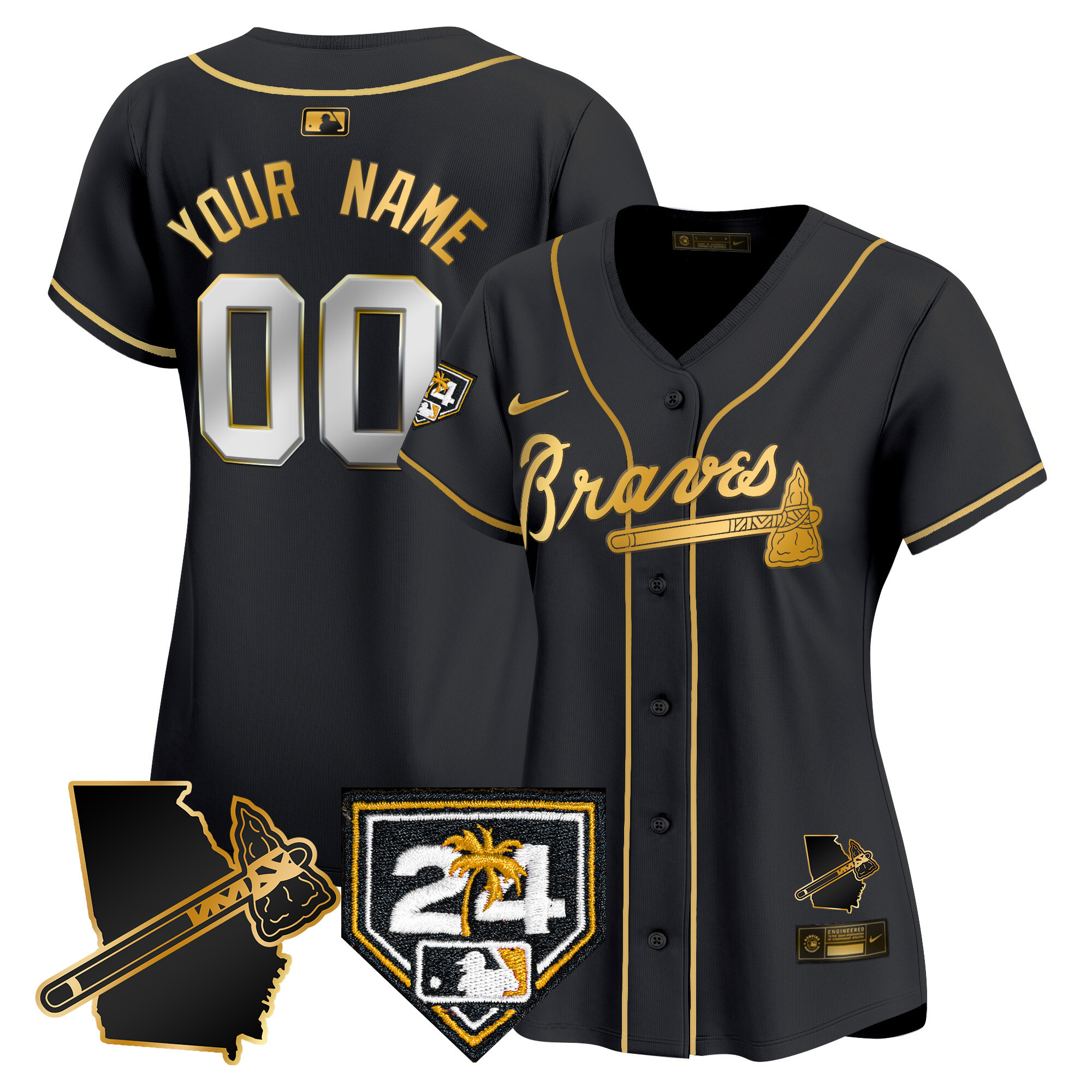 Atlanta Braves 2024 Spring Training & Georgia Patch Vapor Premier Elite Custom Jersey - All Stitched - Image 6