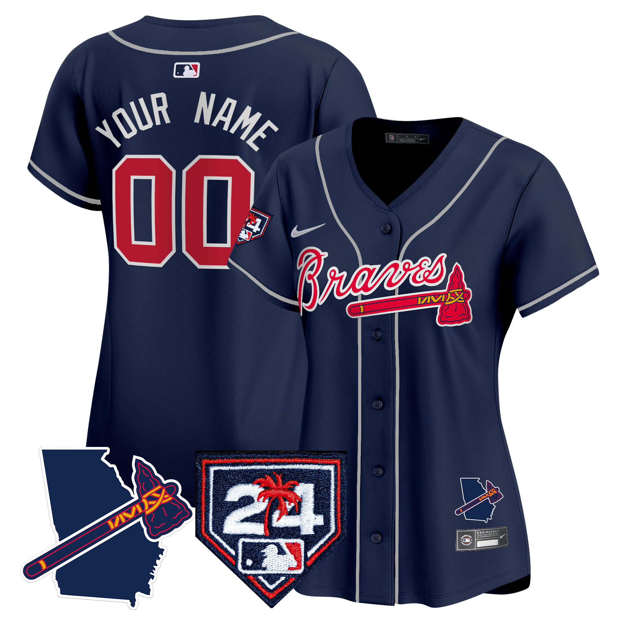 Atlanta Braves 2024 Spring Training & Georgia Patch Vapor Premier Elite Custom Jersey - All Stitched - Image 10