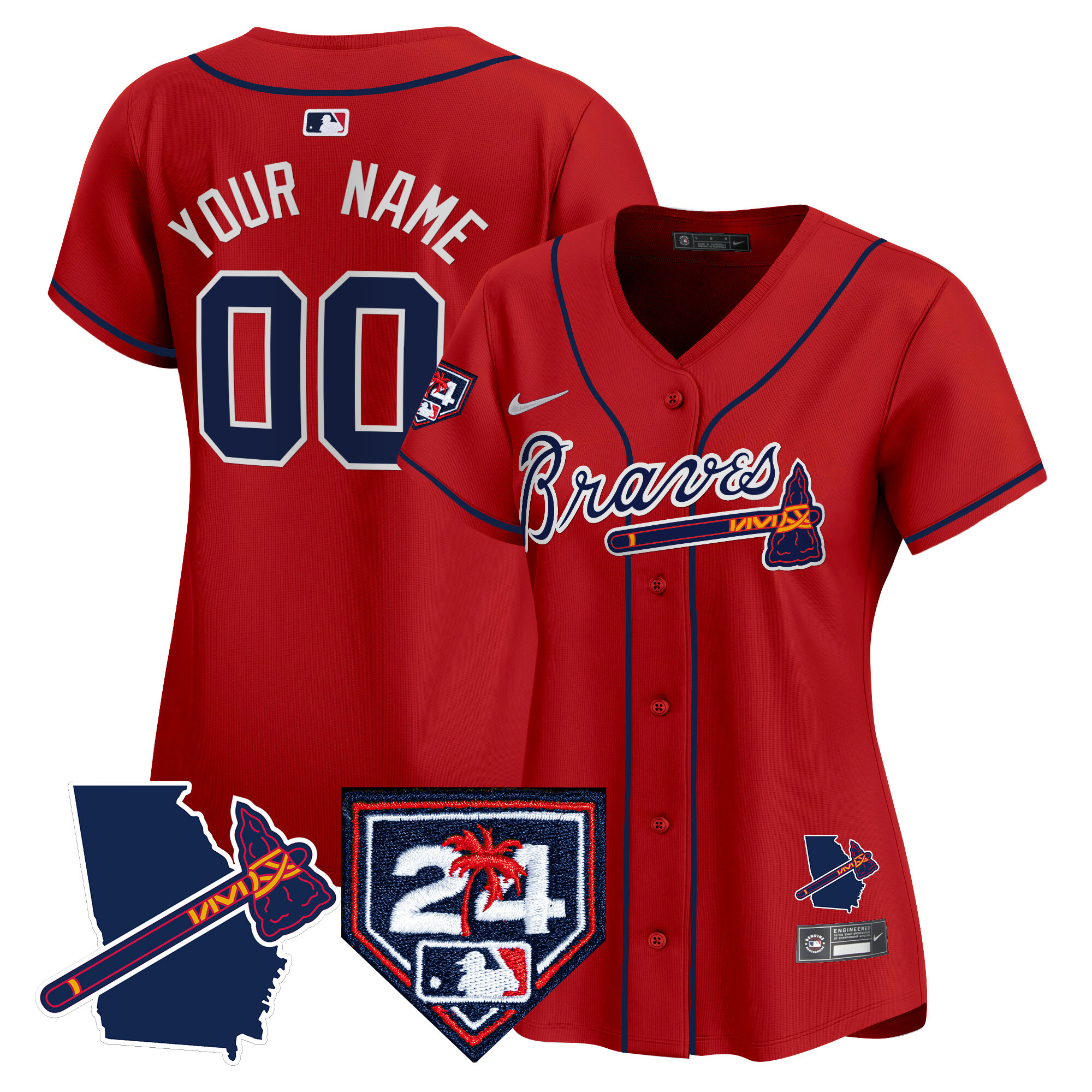 Atlanta Braves 2024 Spring Training & Georgia Patch Vapor Premier Elite Custom Jersey - All Stitched - Image 9