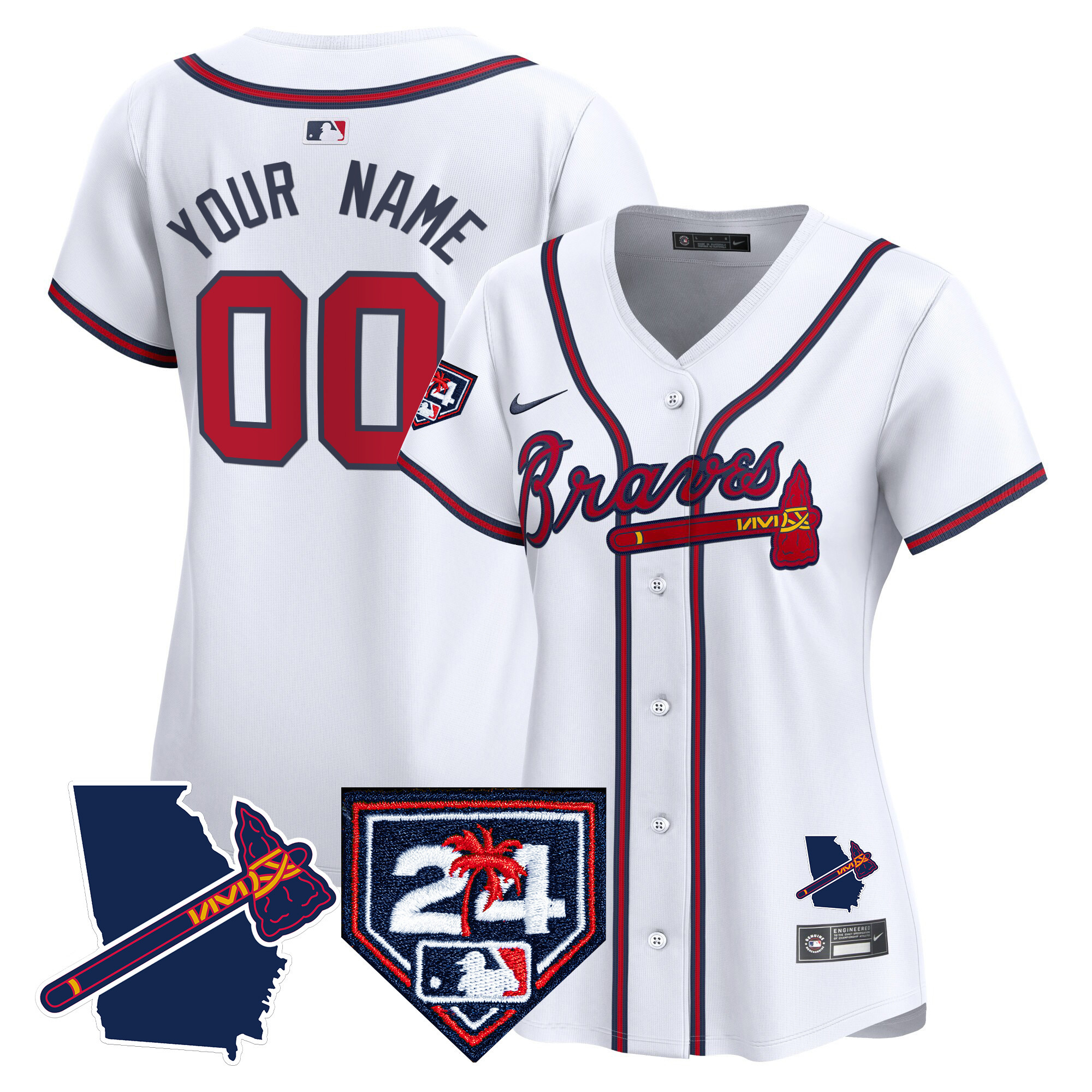 Atlanta Braves 2024 Spring Training & Georgia Patch Vapor Premier Elite Custom Jersey - All Stitched - Image 8