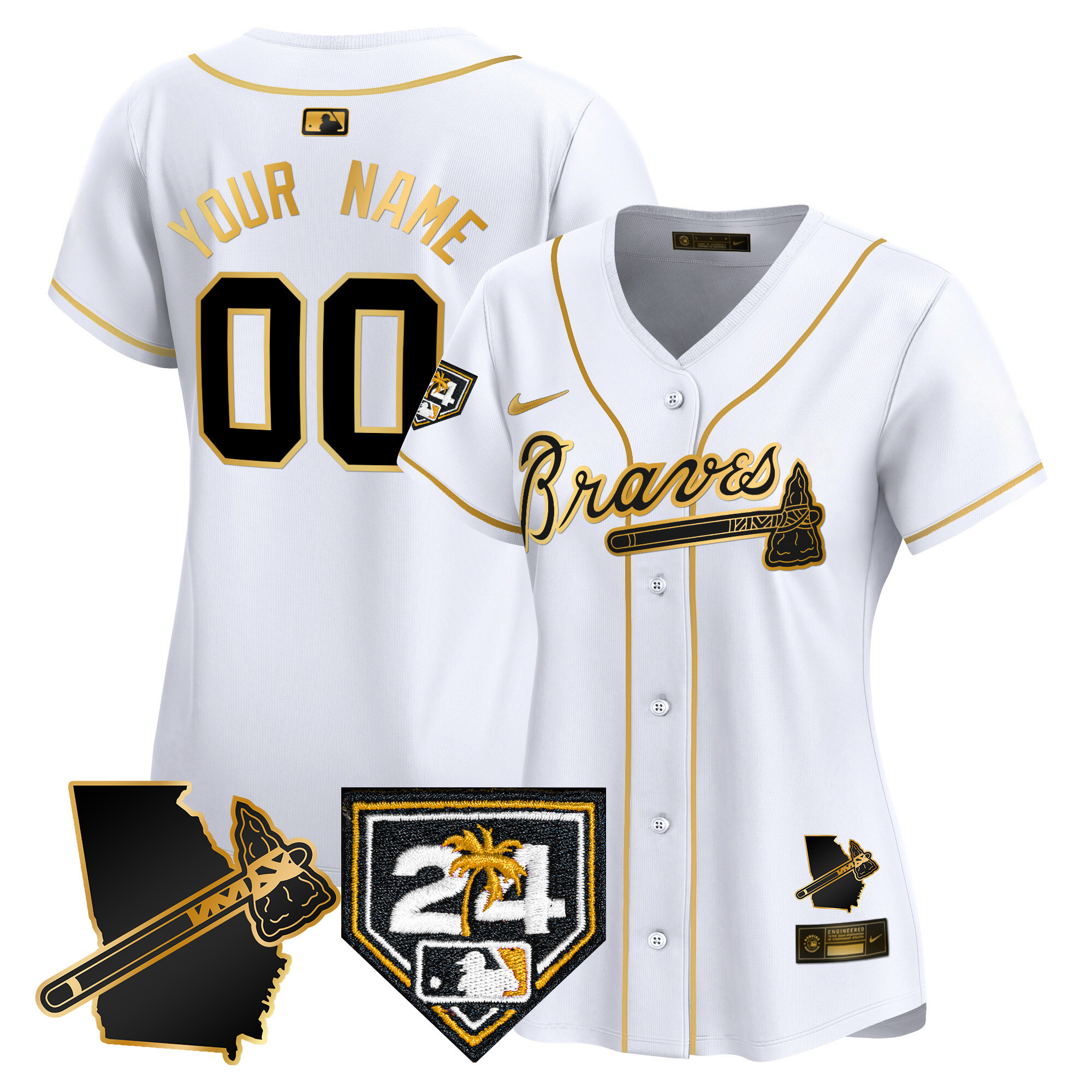 Atlanta Braves 2024 Spring Training & Georgia Patch Vapor Premier Limited Custom Jersey - All Stitched - Image 7