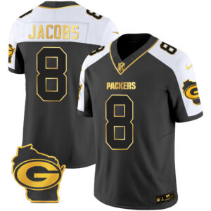 Josh Jacobs Packers Home Patch Gold Vapor Jersey - All Stitched