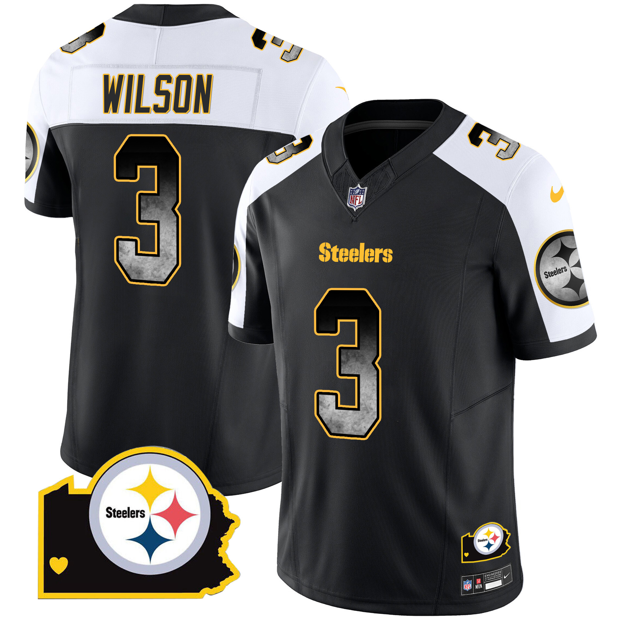 Russell Wilson Steelers Arch Smoke Home Patch Vapor Jersey - All Stitched - Image 2