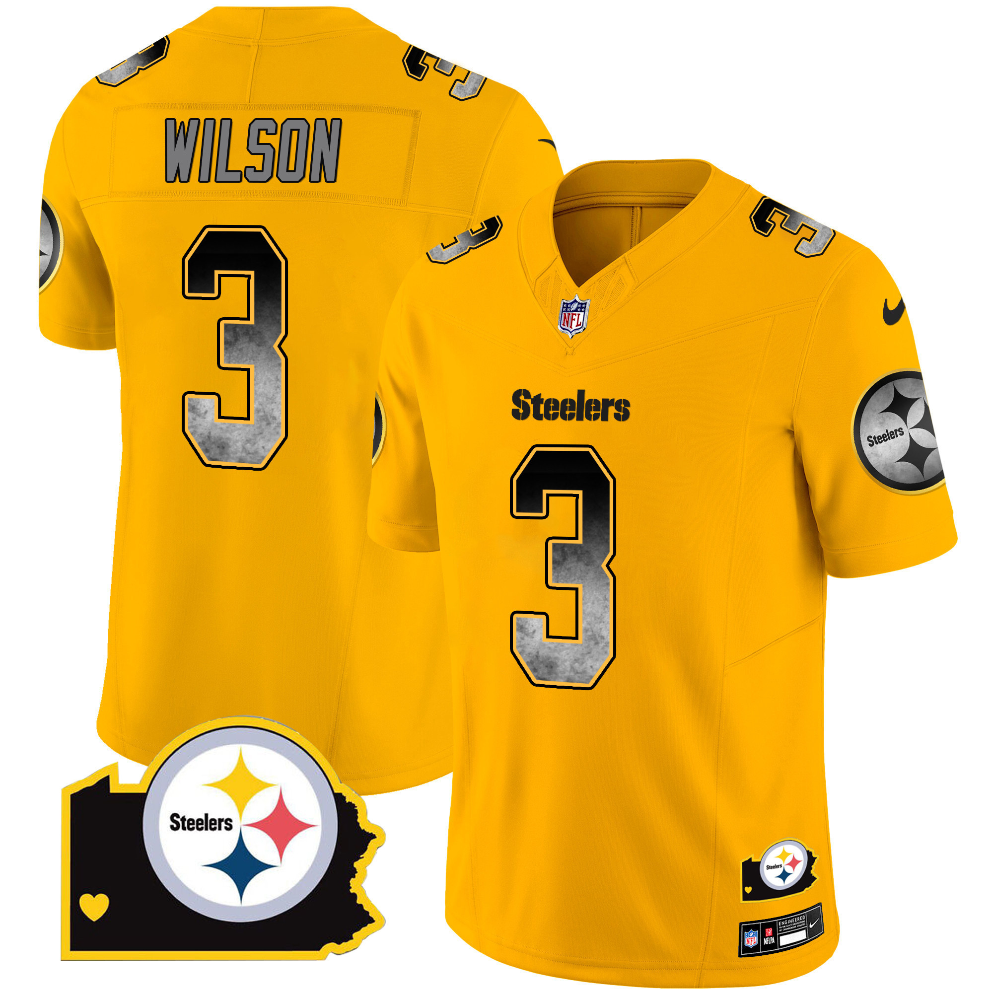 Russell Wilson Steelers Arch Smoke Home Patch Vapor Jersey - All Stitched - Image 5