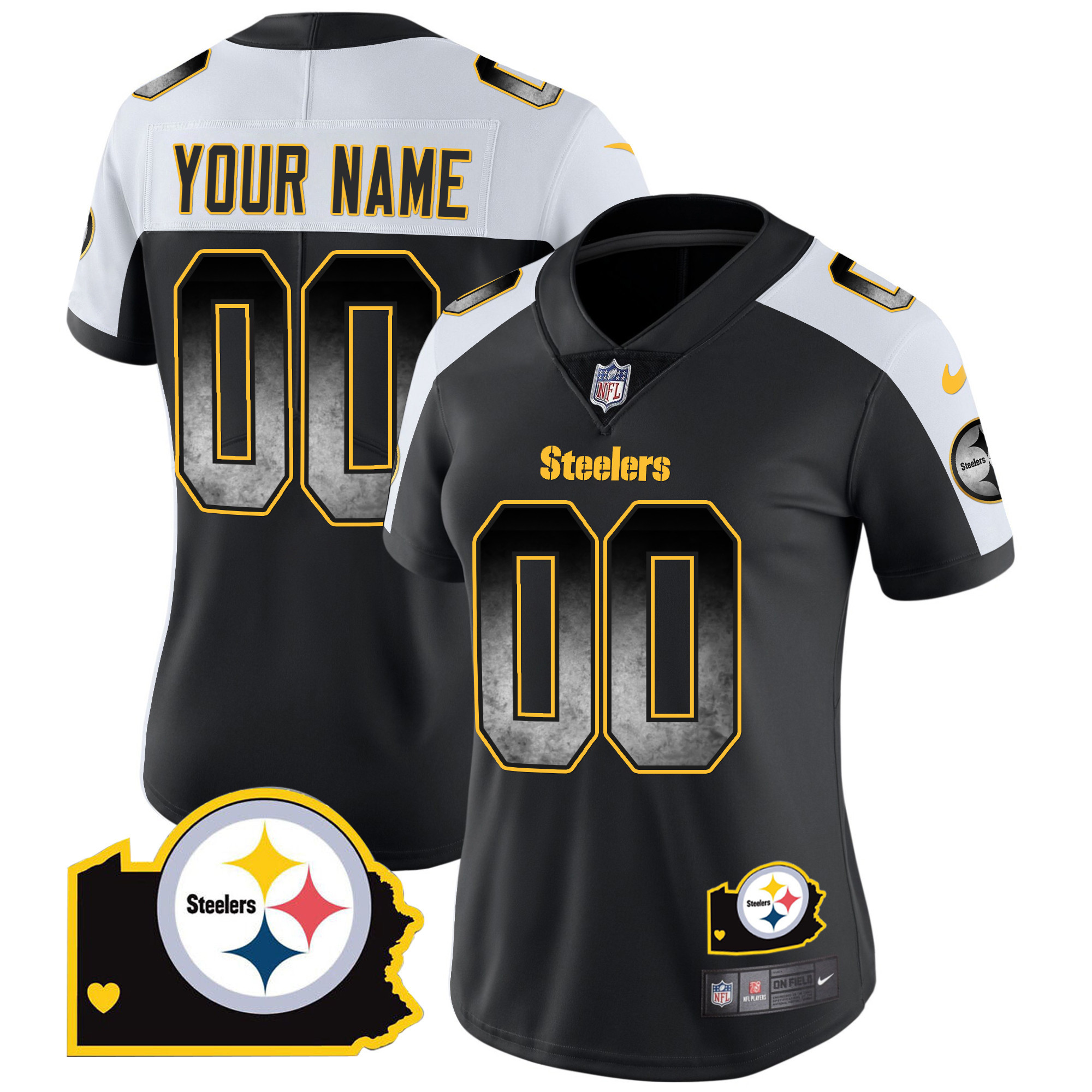 Steelers Arch Smoke Home Patch Vapor Custom Jersey - All Stitched - Image 8