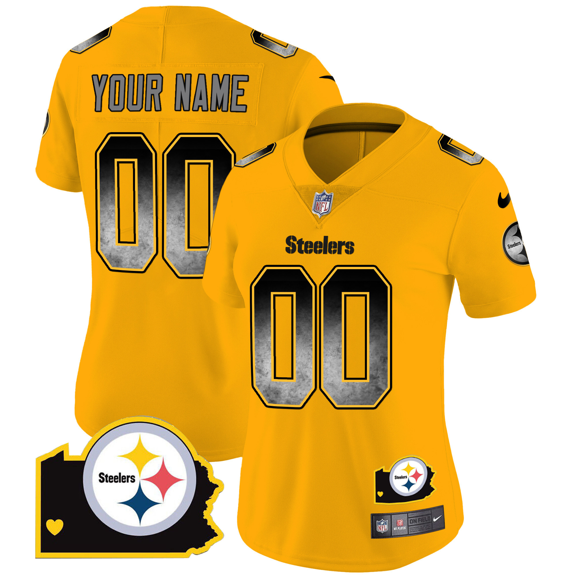 Steelers Arch Smoke Home Patch Vapor Custom Jersey - All Stitched - Image 11