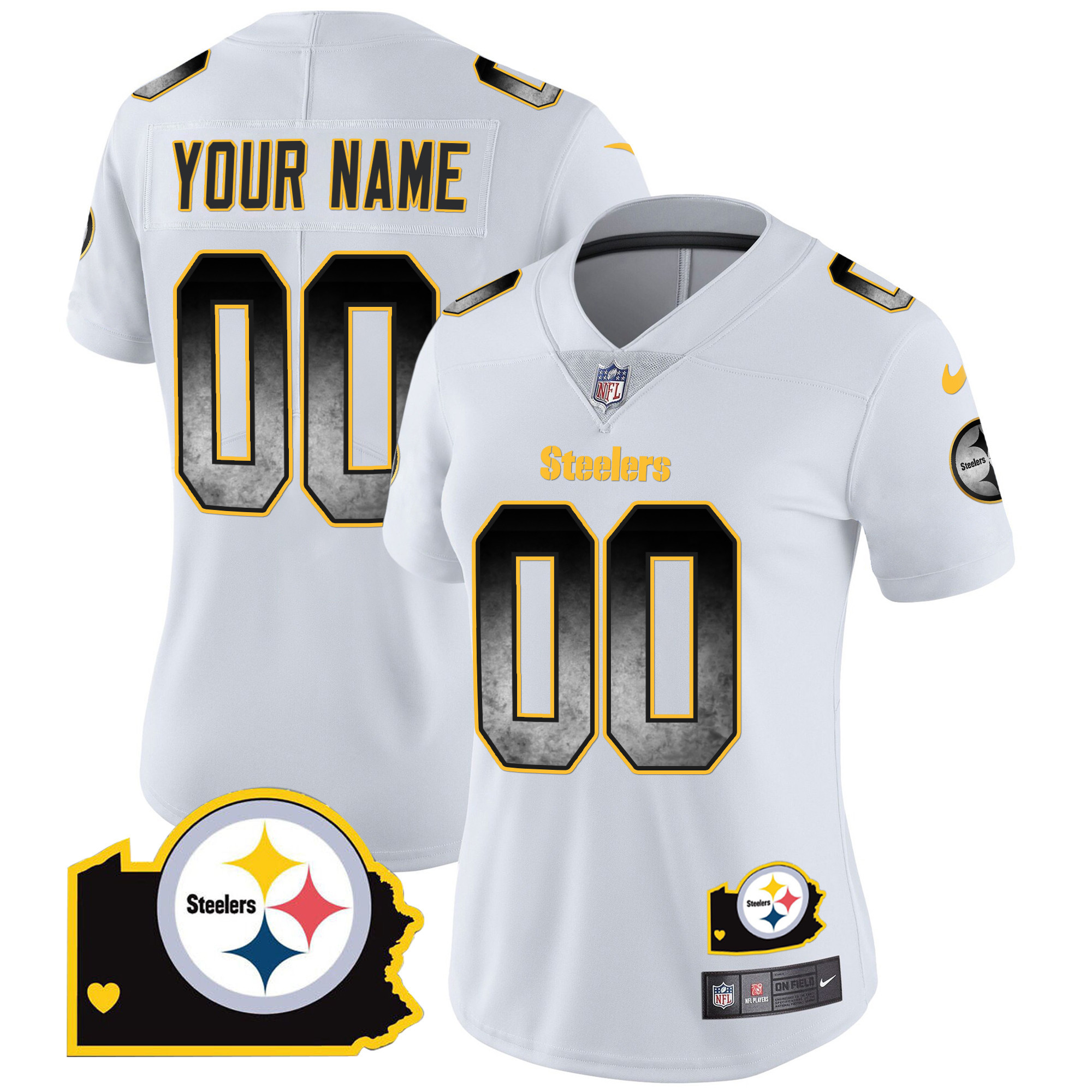 Steelers Arch Smoke Home Patch Vapor Custom Jersey - All Stitched - Image 9