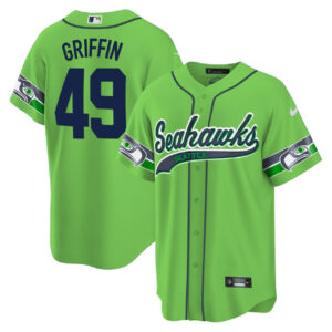Men's Shaquem Griffin #49 Seahawks Throwback & Gold Cool Base Green Jersey V2 - All Stitched