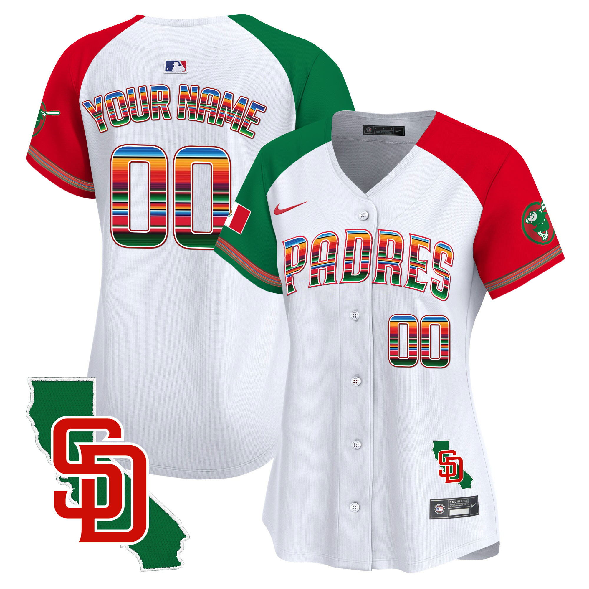 Padres Mexico California Patch Vapor Premier Limited Custom Jersey – All Stitched - Image 12