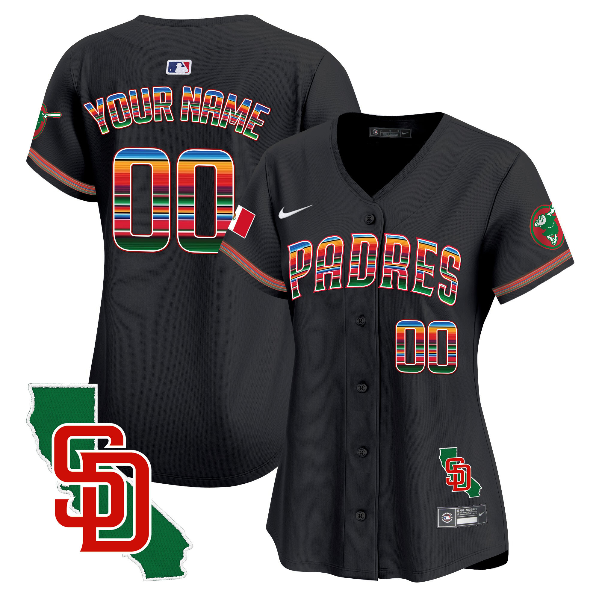 Padres Mexico California Patch Vapor Premier Limited Custom Jersey – All Stitched - Image 8