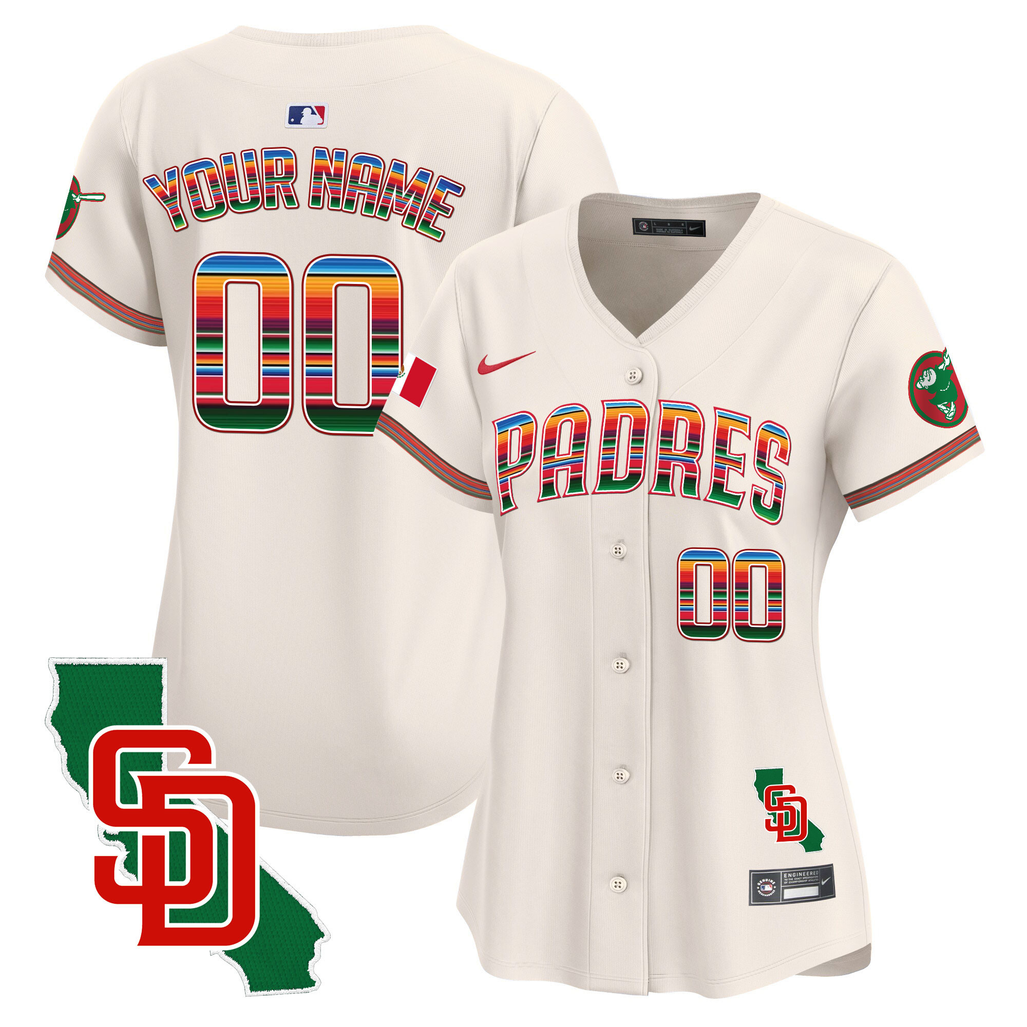 Padres Mexico California Patch Vapor Premier Limited Custom Jersey – All Stitched - Image 9