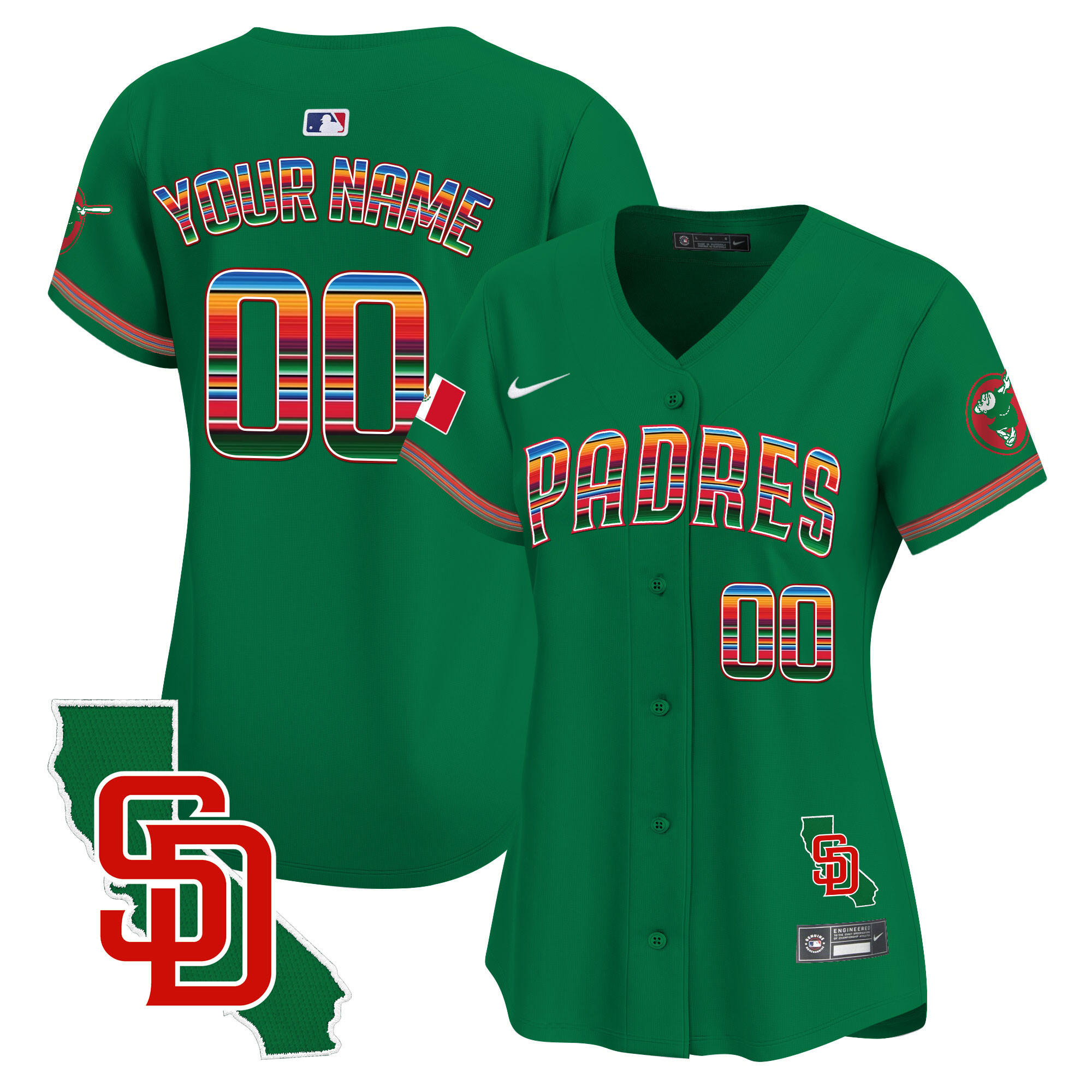 Padres Mexico California Patch Vapor Premier Limited Custom Jersey – All Stitched - Image 11