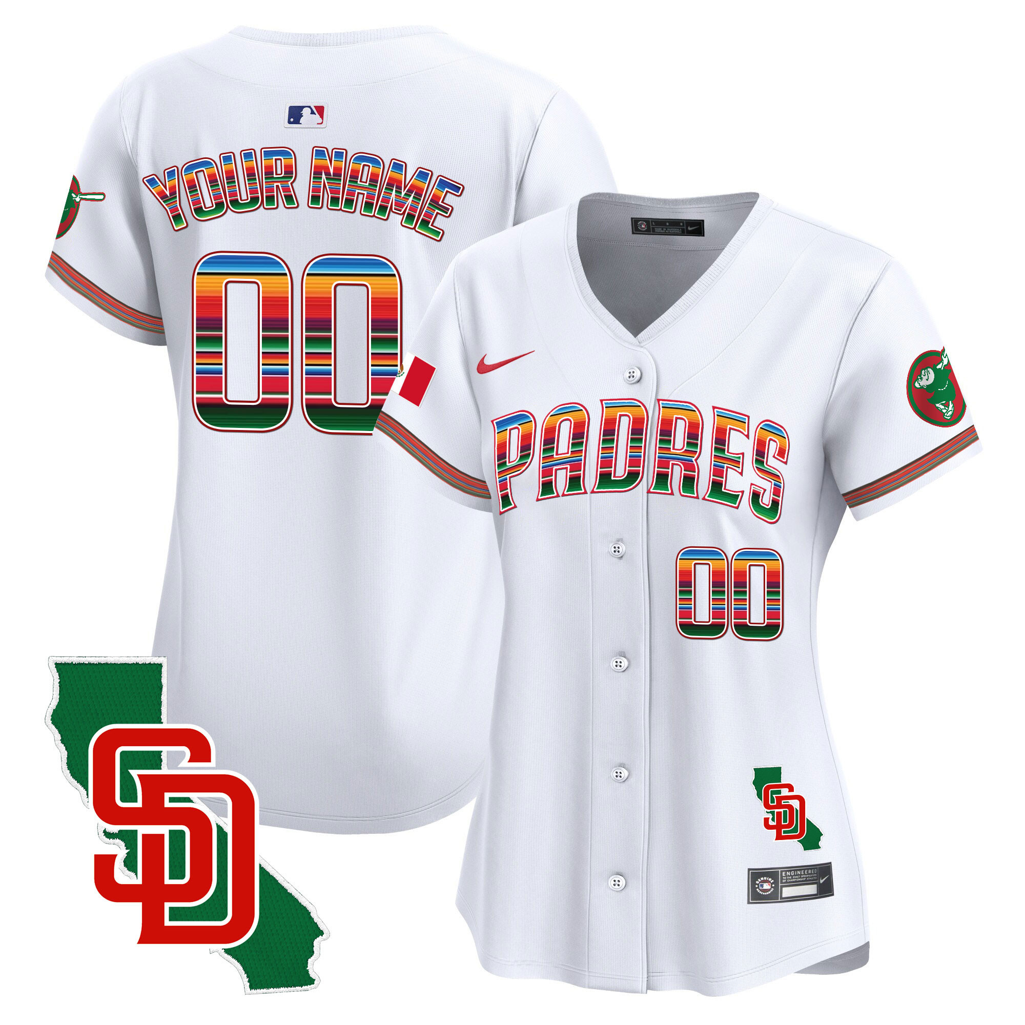 Padres Mexico California Patch Vapor Premier Limited Custom Jersey – All Stitched - Image 7