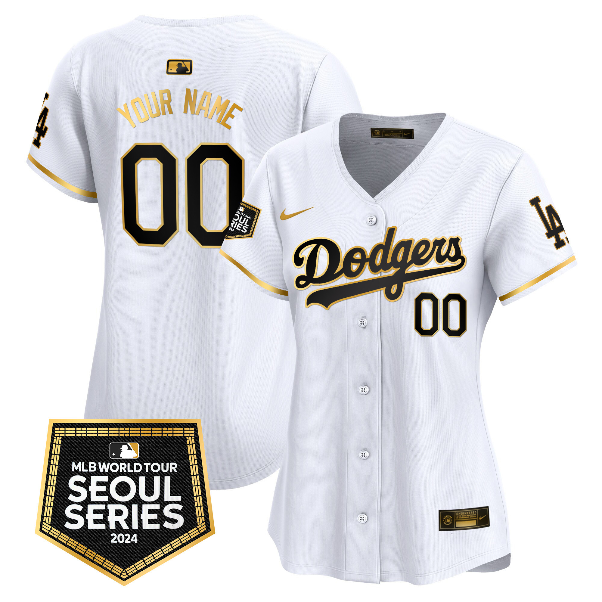 Dodgers 2024 World Tour Seoul Series Patch Vapor Premier Limited Custom Jersey - All Stitched - Image 7
