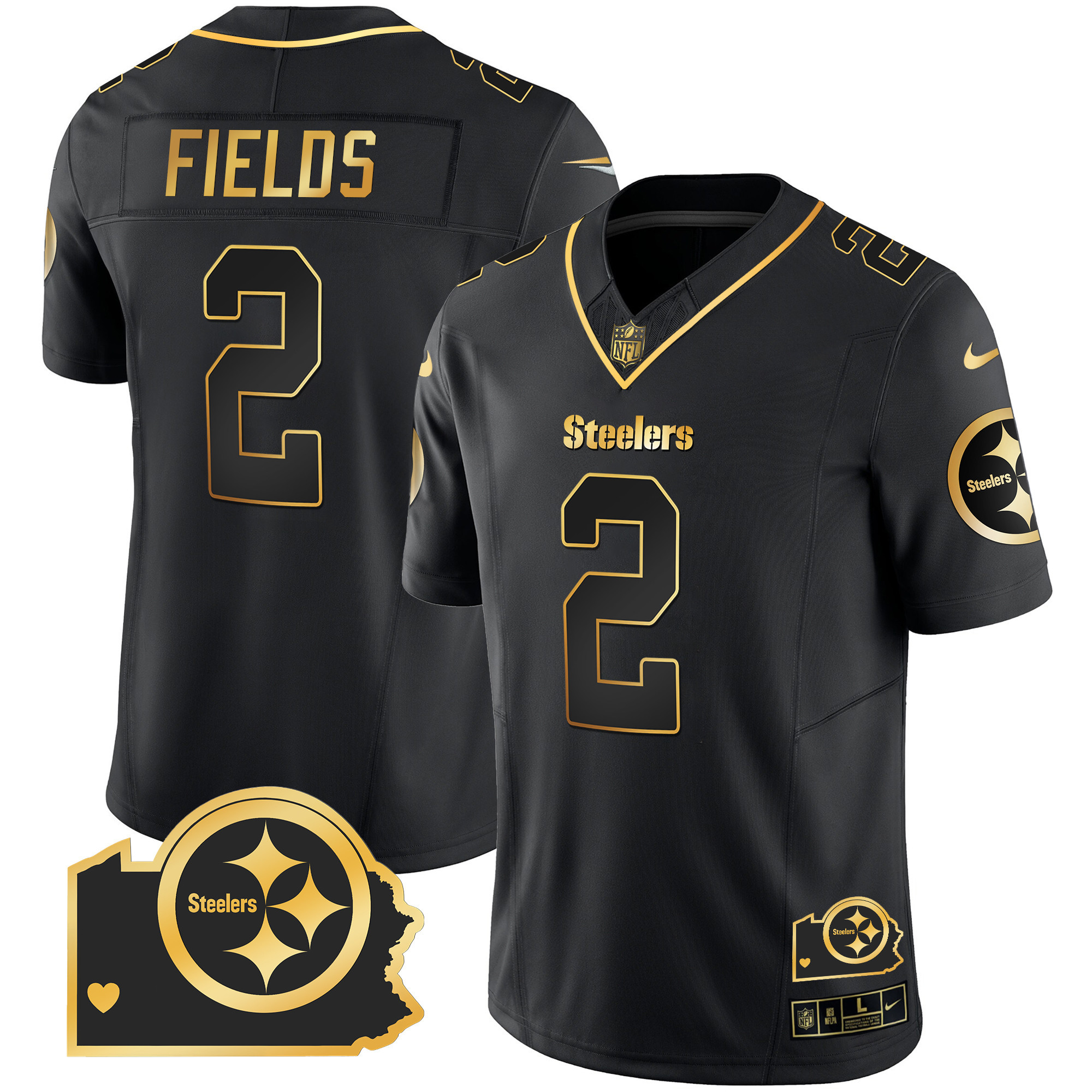 Men's Steelers Home Patch Gold Vapor Jersey - All Stitched - Image 16